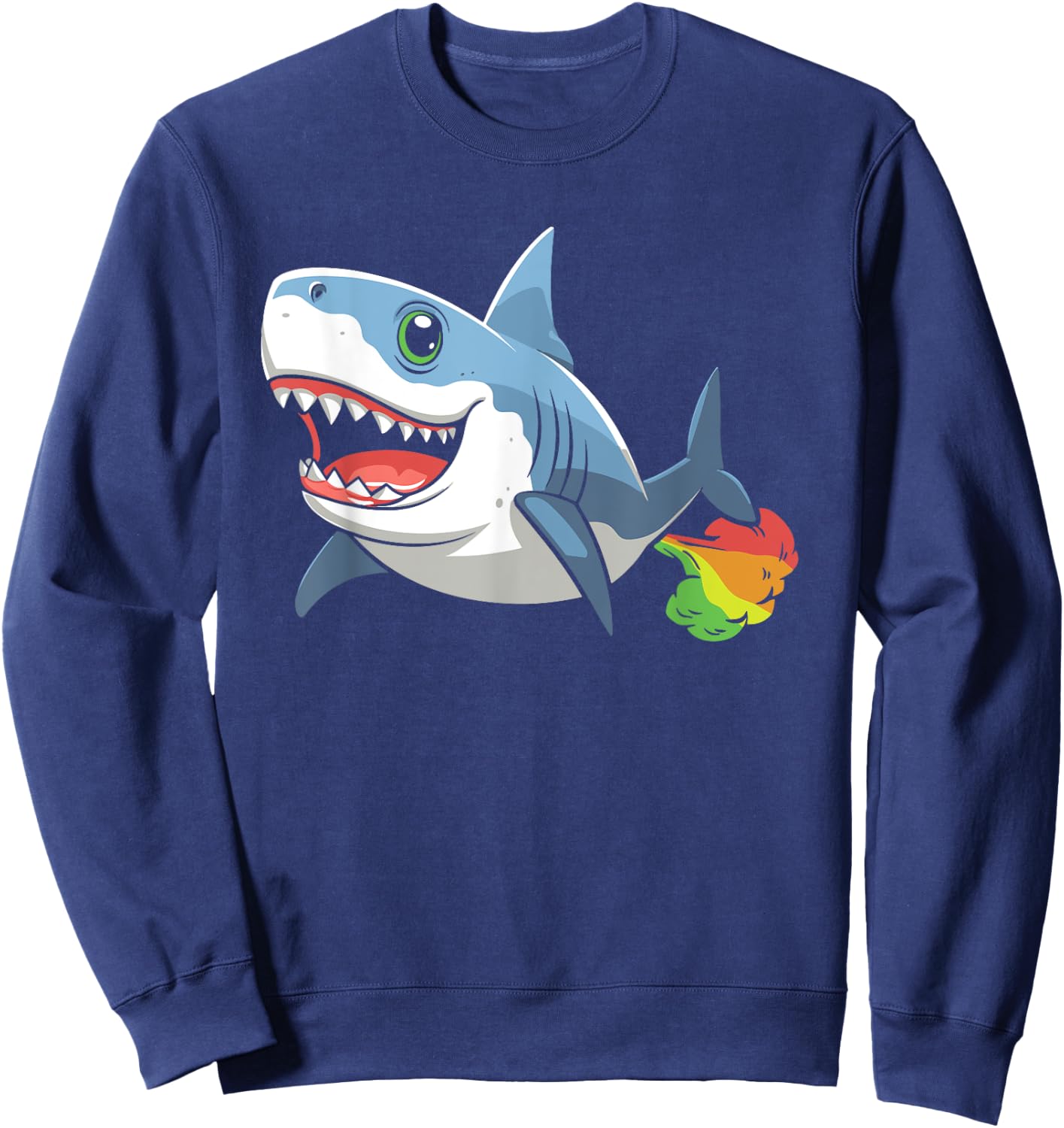 Funny Shark Sea Animal - Ocean Rainbow Fart Sweatshirt - Sweatshirt | Navy
