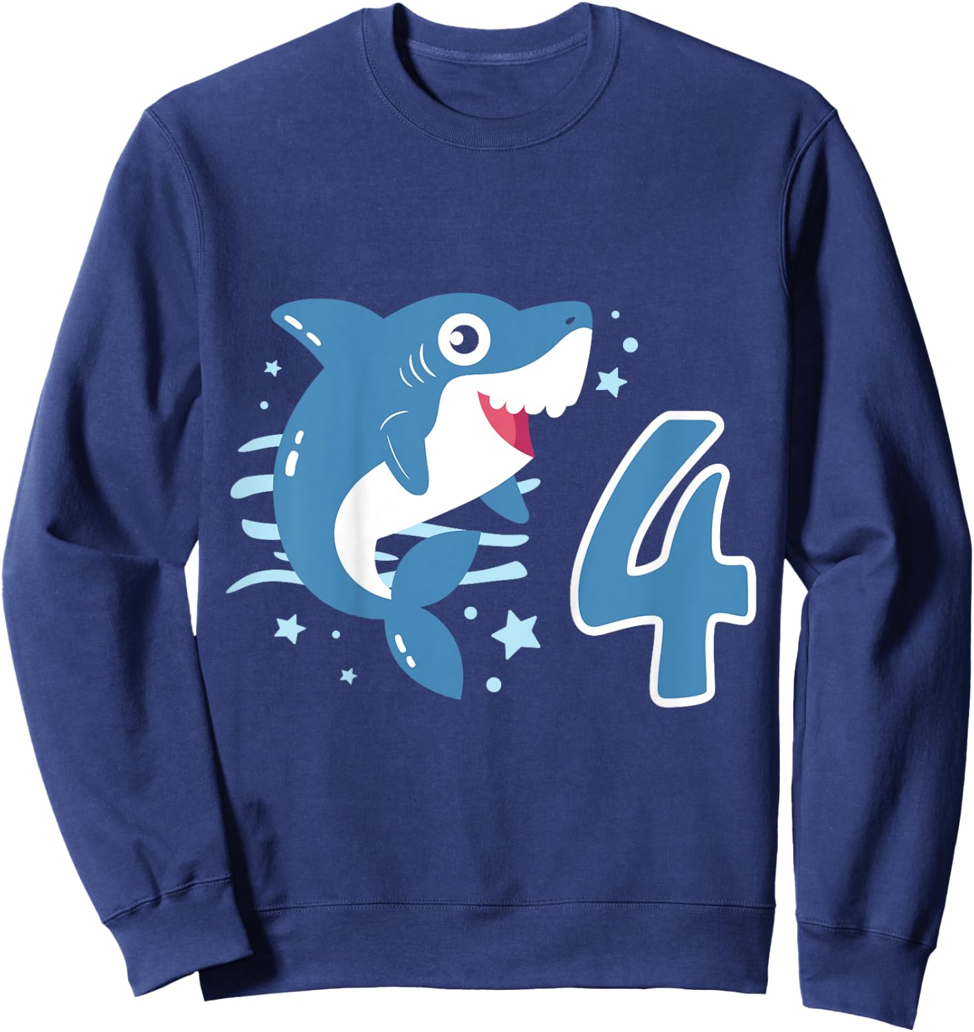Kids 4th Birthday Boys Shark 4 years Old Ocean Shark B-day Sweatshirt - Sweatshirt | Navy