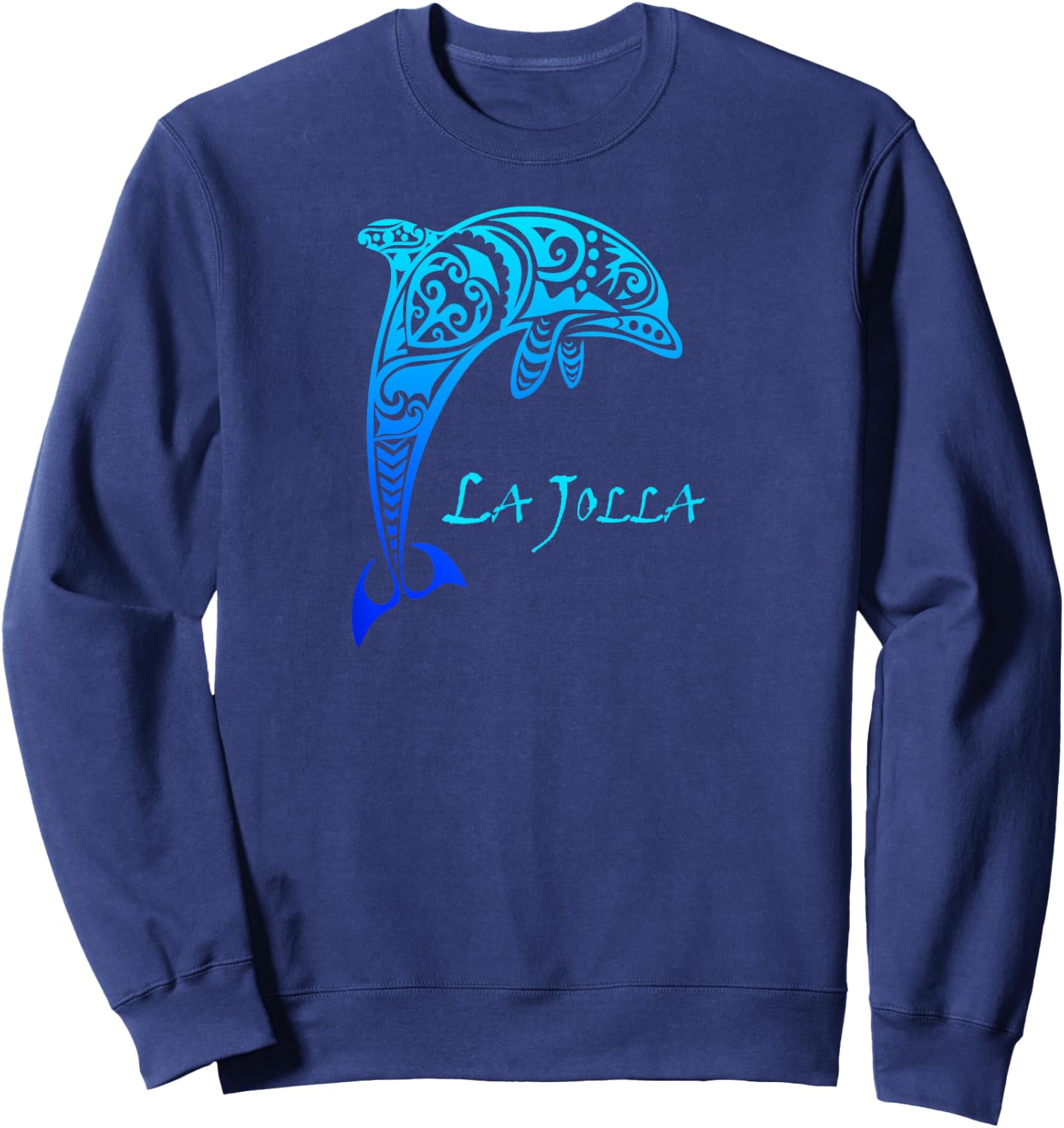 La Jolla, California Vintage Vacation Retro Tribal Dolphin Sweatshirt - Sweatshirt | Navy