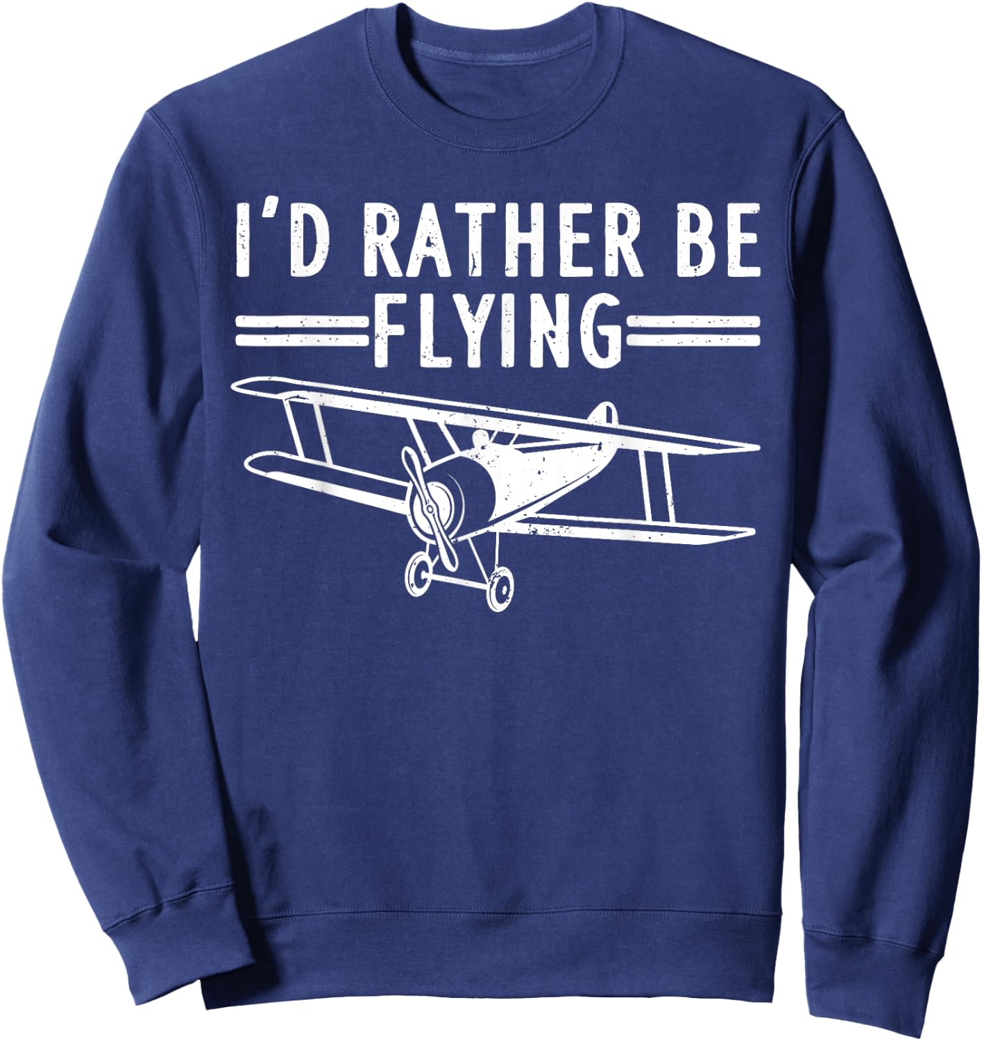 Cool Pilot Gift Airplane Plane Stuff & Accessories -Adults, Kids Black Short Sleeve Modern Novelty 'I'd Rather be Flying' Sweatshirt - Sweatshirt | Navy