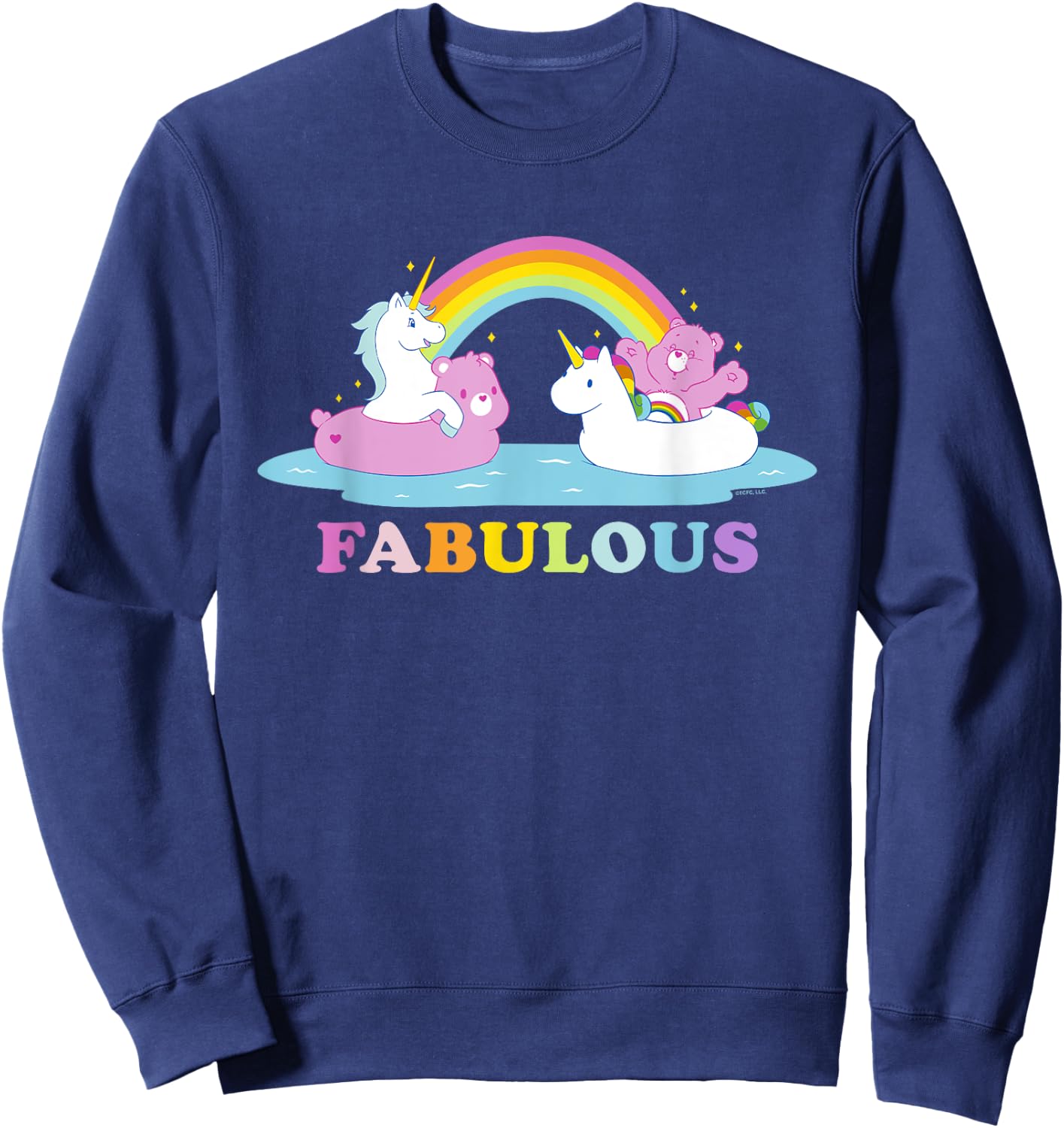 Care Bears Rainbow Fabulous With Cheer Bear And Unicorn Sweatshirt - Sweatshirt | Navy