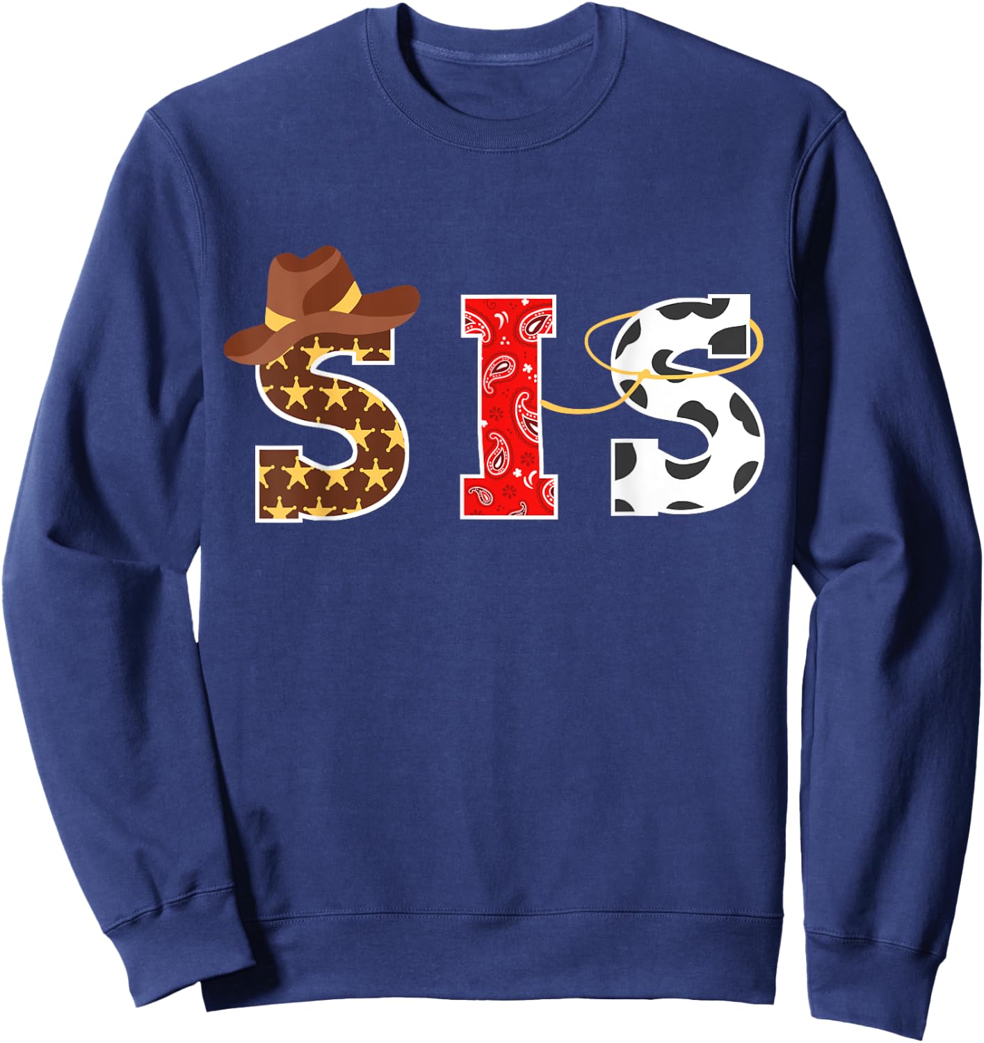 Cowboy Sis Western Rodeo Theme Kids Birthday Matching Family Sweatshirt - Sweatshirt | Navy