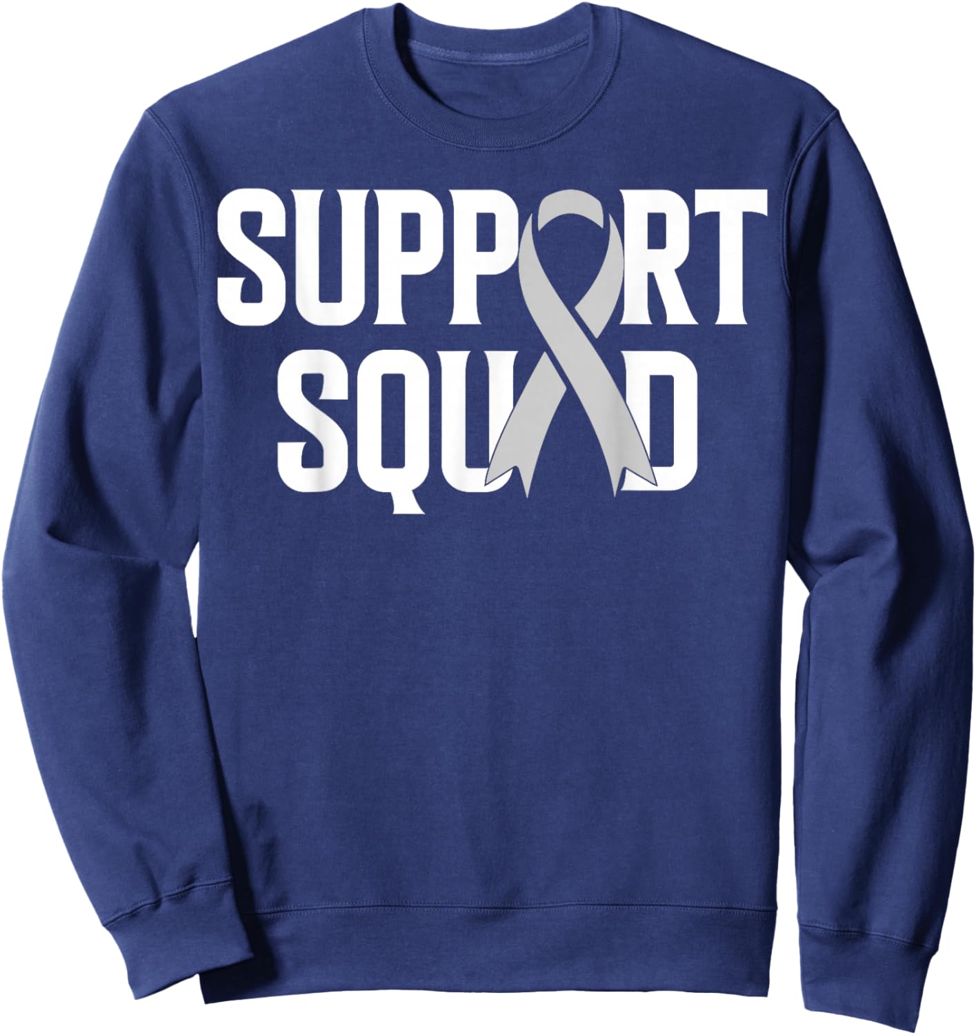Support Squad - White Ribbon Lung Cancer Awareness Sweatshirt - Sweatshirt | Navy