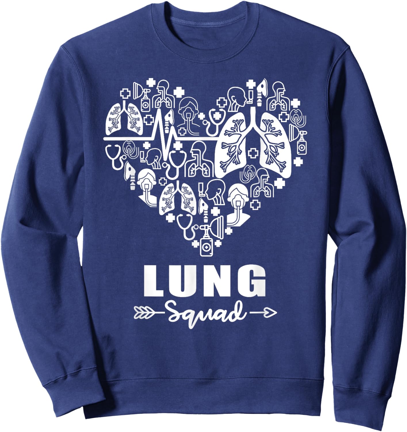 Lung Squad Heart Funny Respiratory Team Sweatshirt - Sweatshirt | Navy