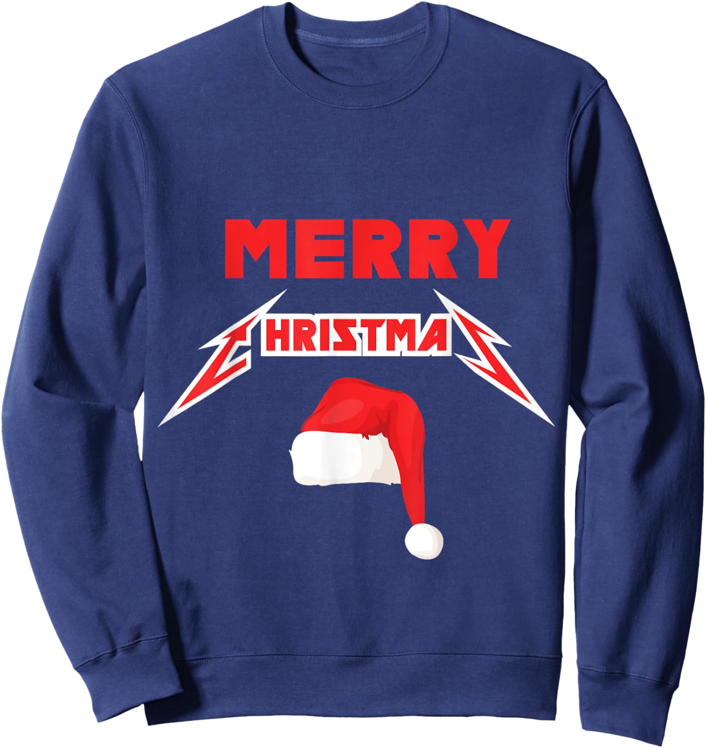 Rock 'n' Roll Merry Christmas Motif Sweatshirt - Sweatshirt | Navy