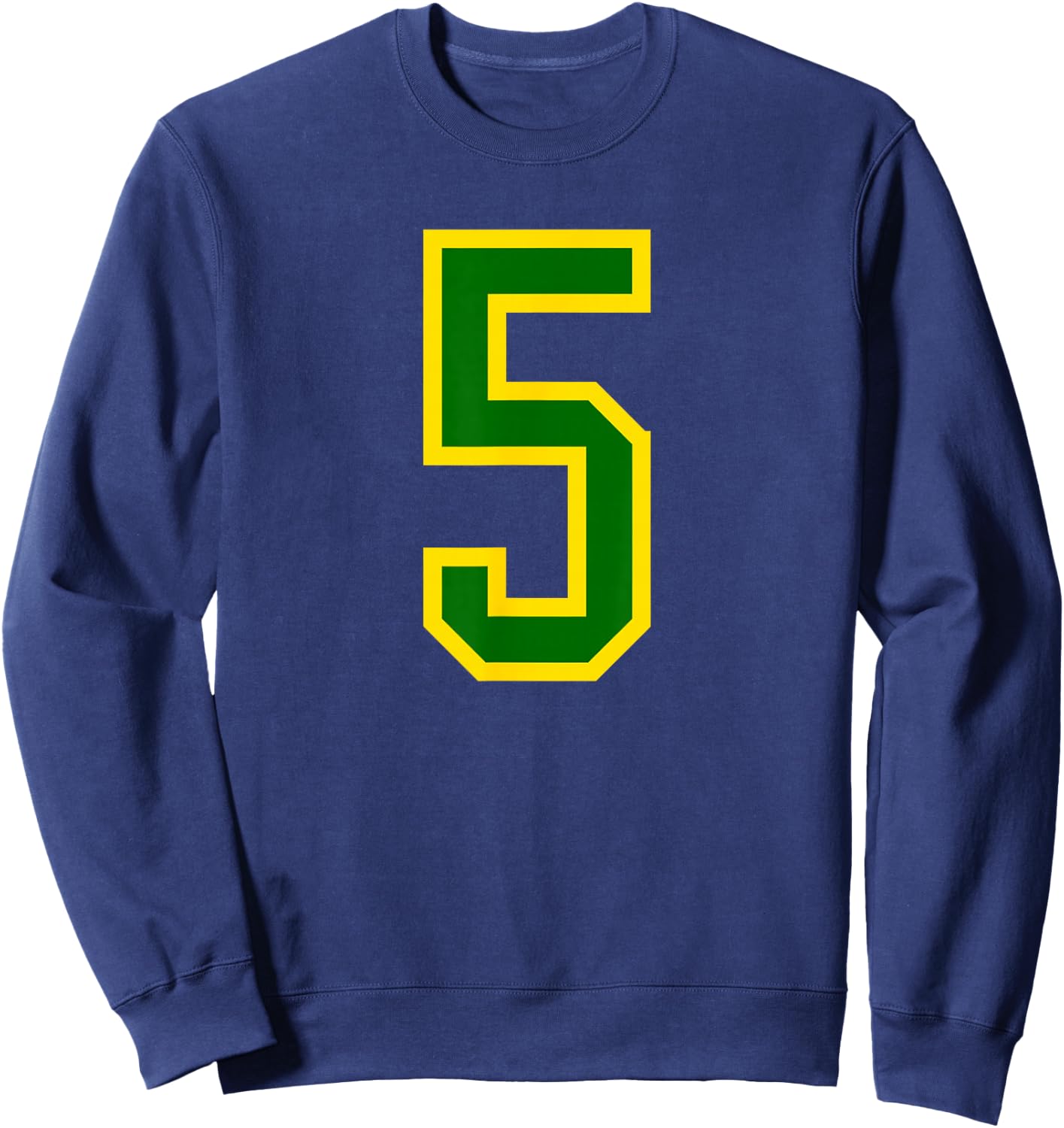 Green Yellow Sports Team Number #5 Sweatshirt - Sweatshirt | Navy
