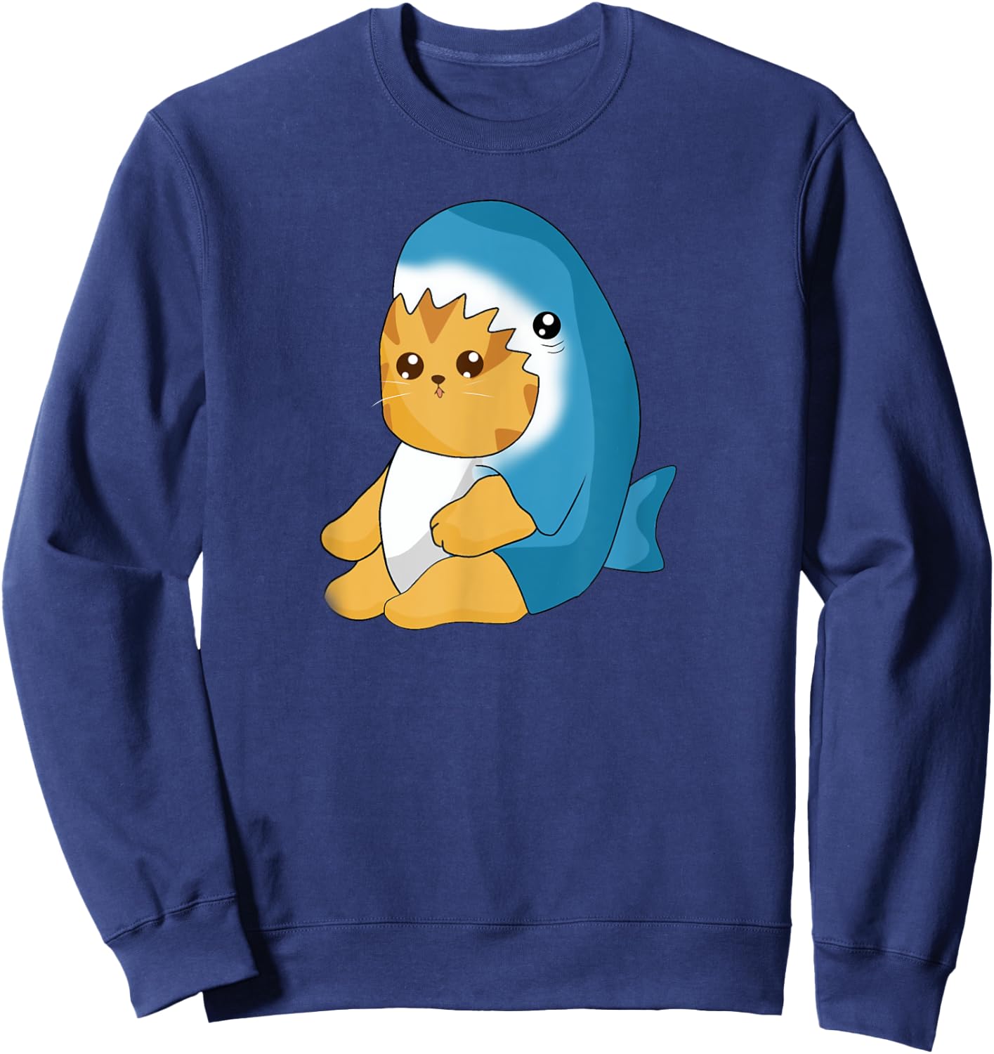 Cute Cat insdie Shark Costume, Kawaii Cat Lover Men Women Kids Sweatshirt - Sweatshirt | Navy