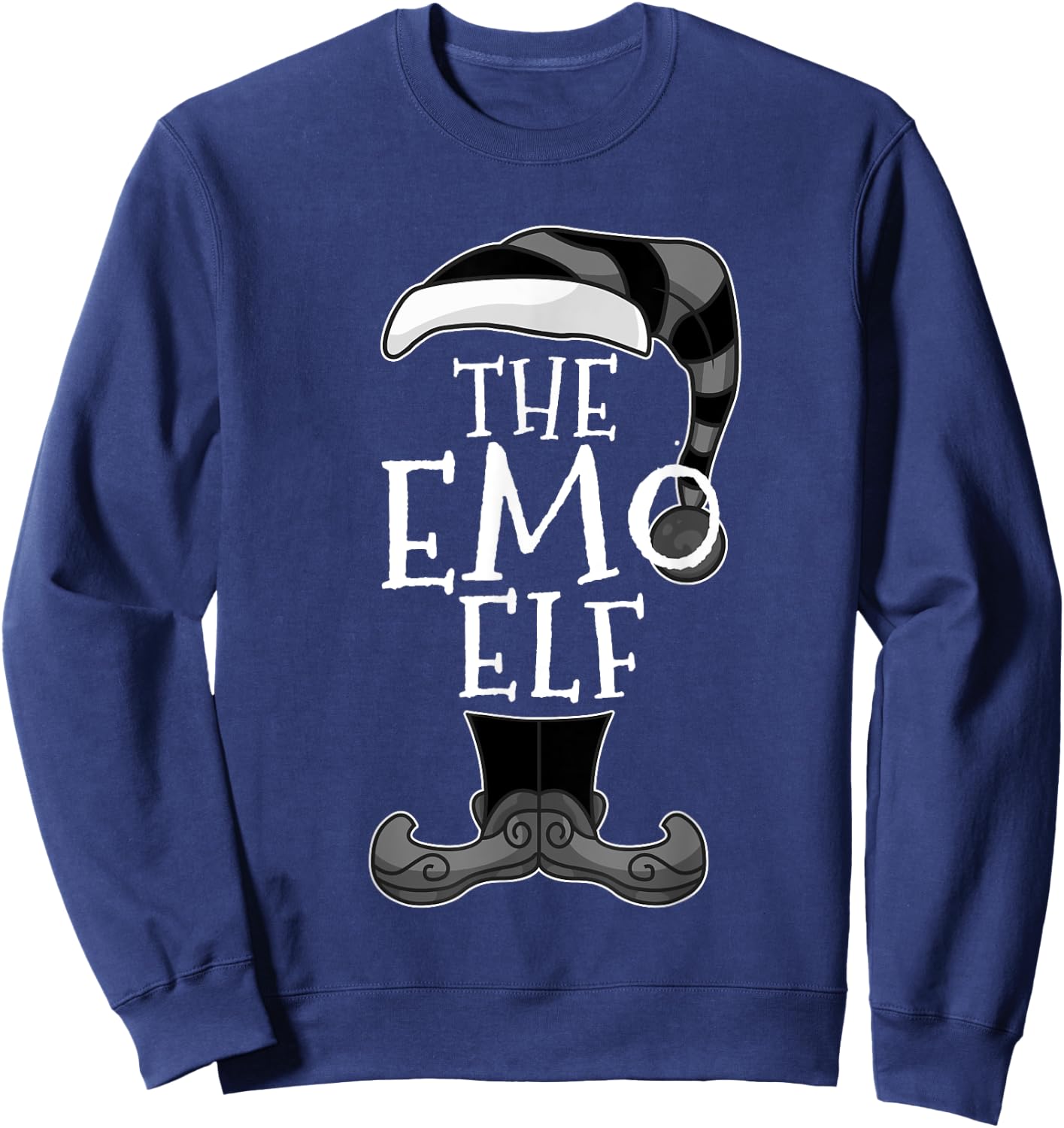 Emo Elf Matching Family Christmas Funny Sweatshirt - Sweatshirt | Navy