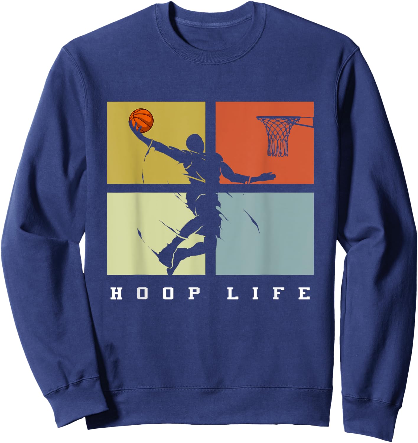 Basketball Hoop Life Player Retro Gift Men Boys Youth Sweatshirt - Sweatshirt | Navy