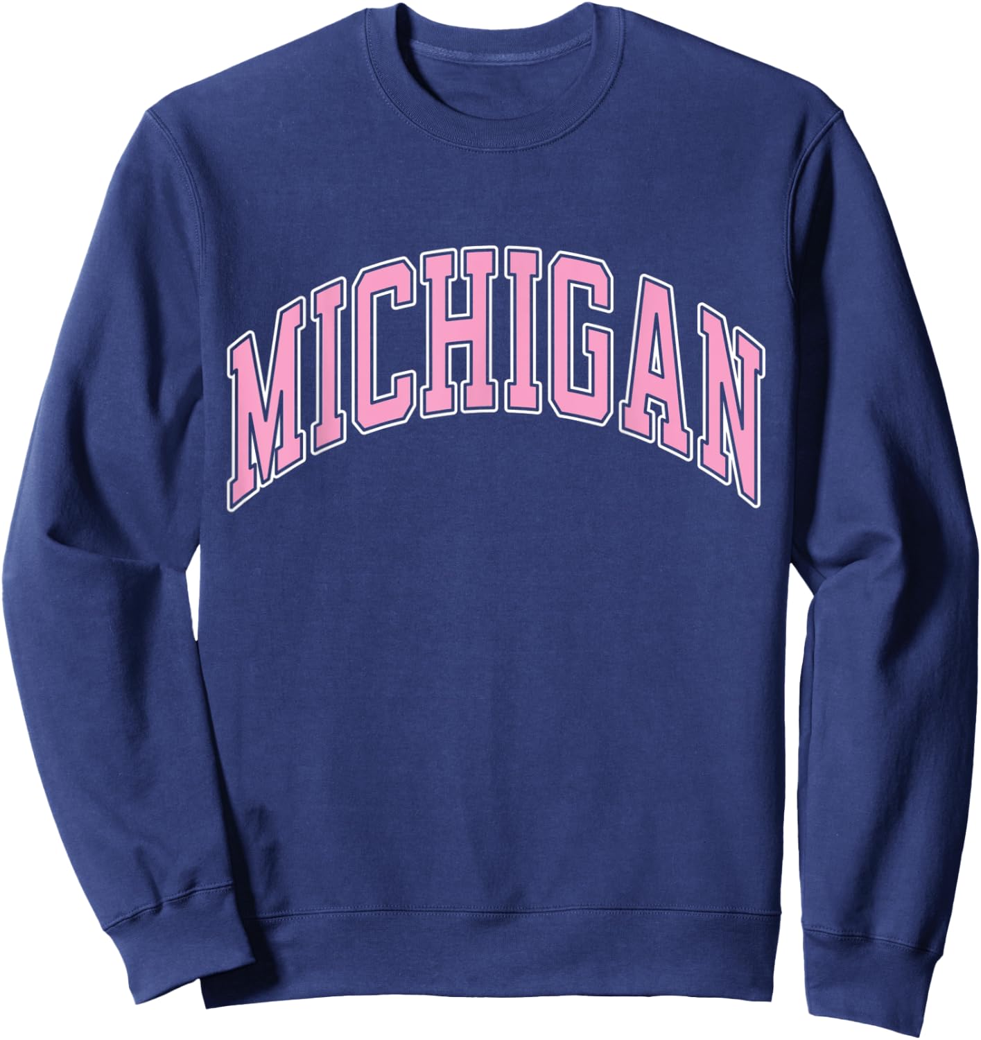 Michigan Varsity Style Pink Text Sweatshirt - Sweatshirt | Navy