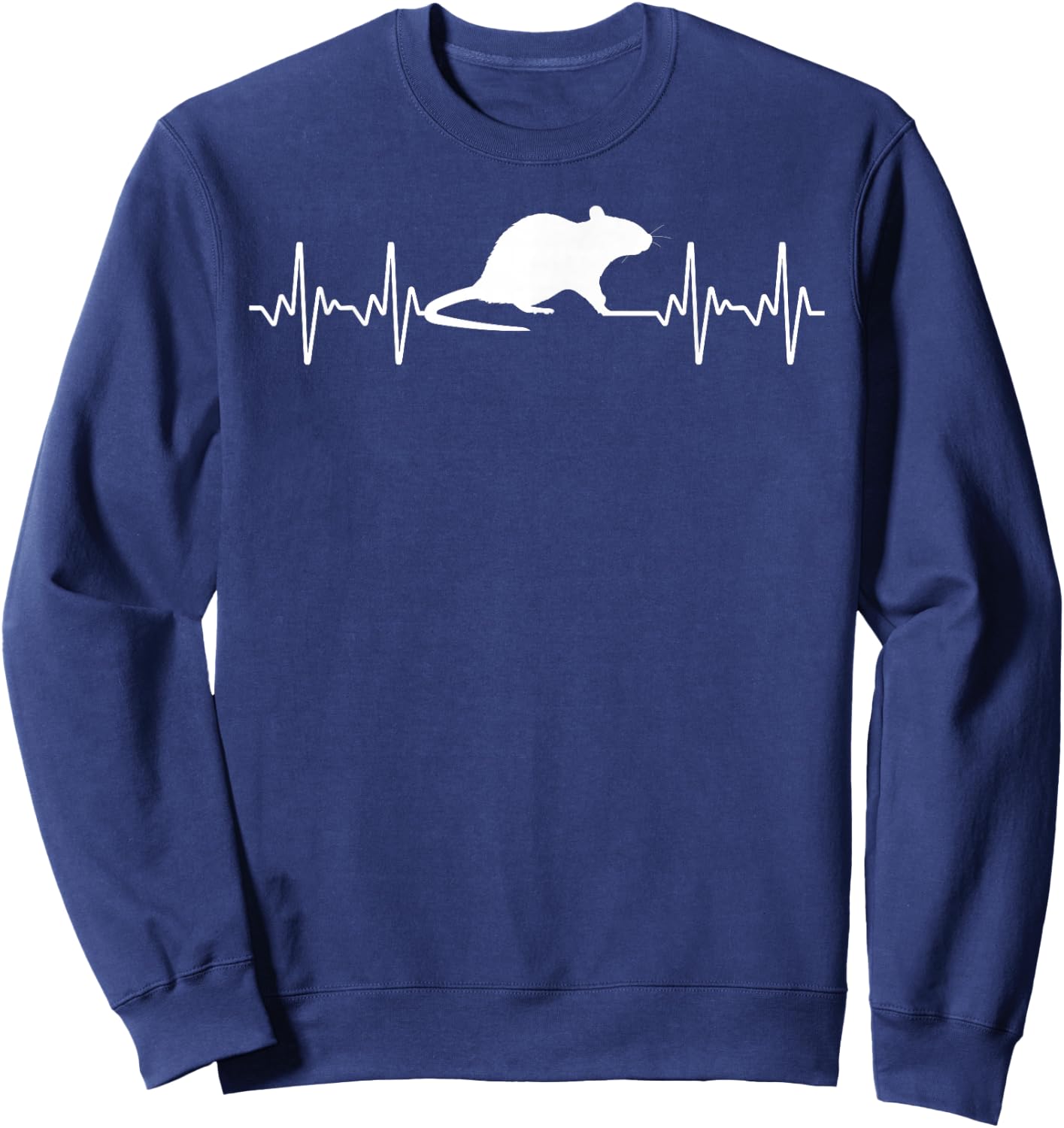 Funny Rat Art Women Kids Heartbeat Mouse Rat Lovers Sweatshirt - Sweatshirt | Navy