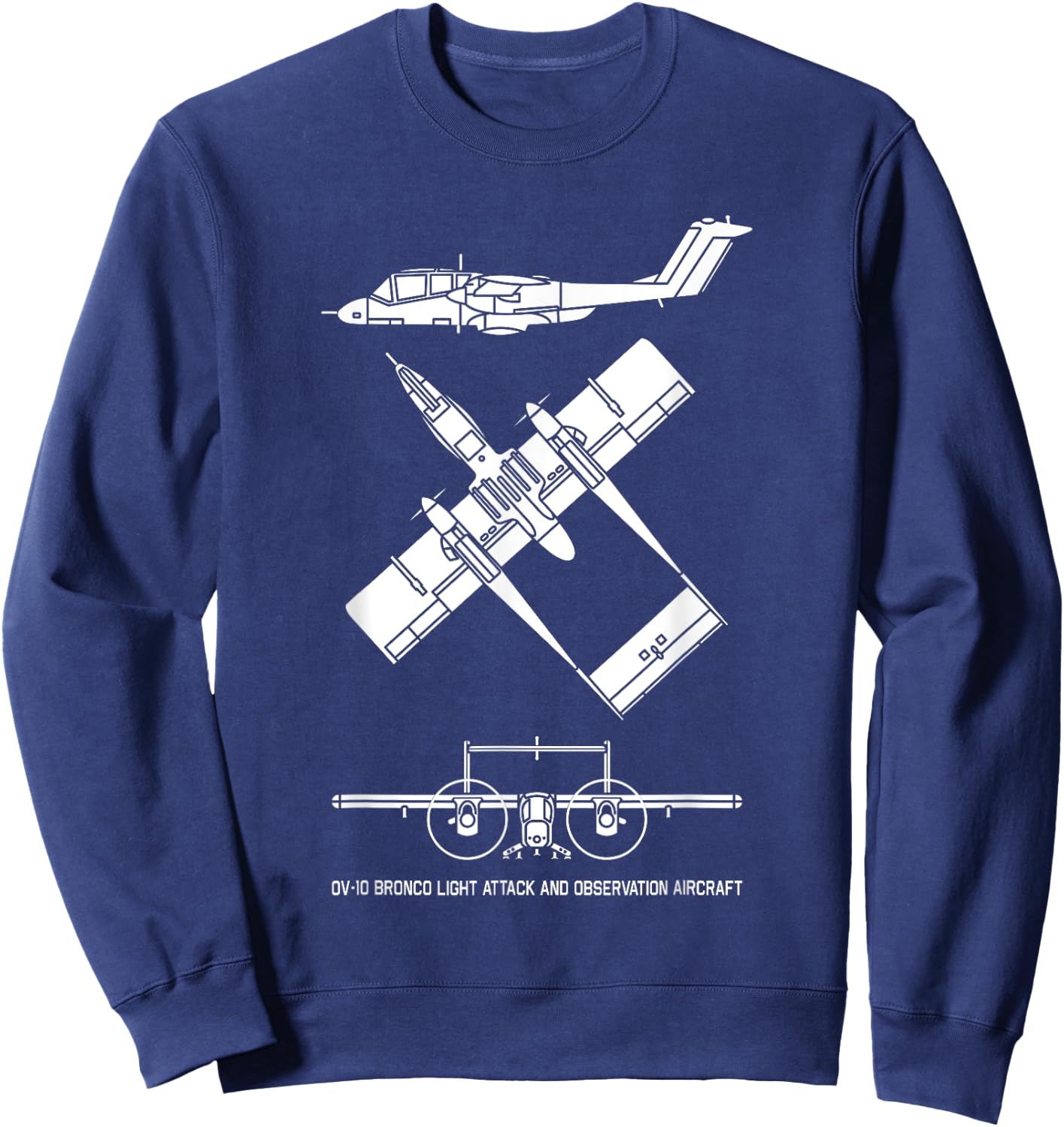 OV-10 Bronco American Plane Cutout Silhouette Sweatshirt - Sweatshirt | Navy