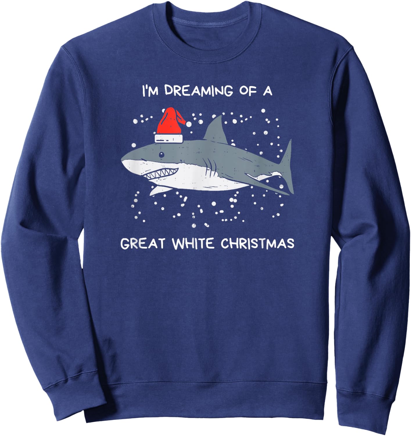 Christmas Shark Santa Hat |Xmas Santa Jaws |Funny Shark Pun Sweatshirt - Sweatshirt | Navy