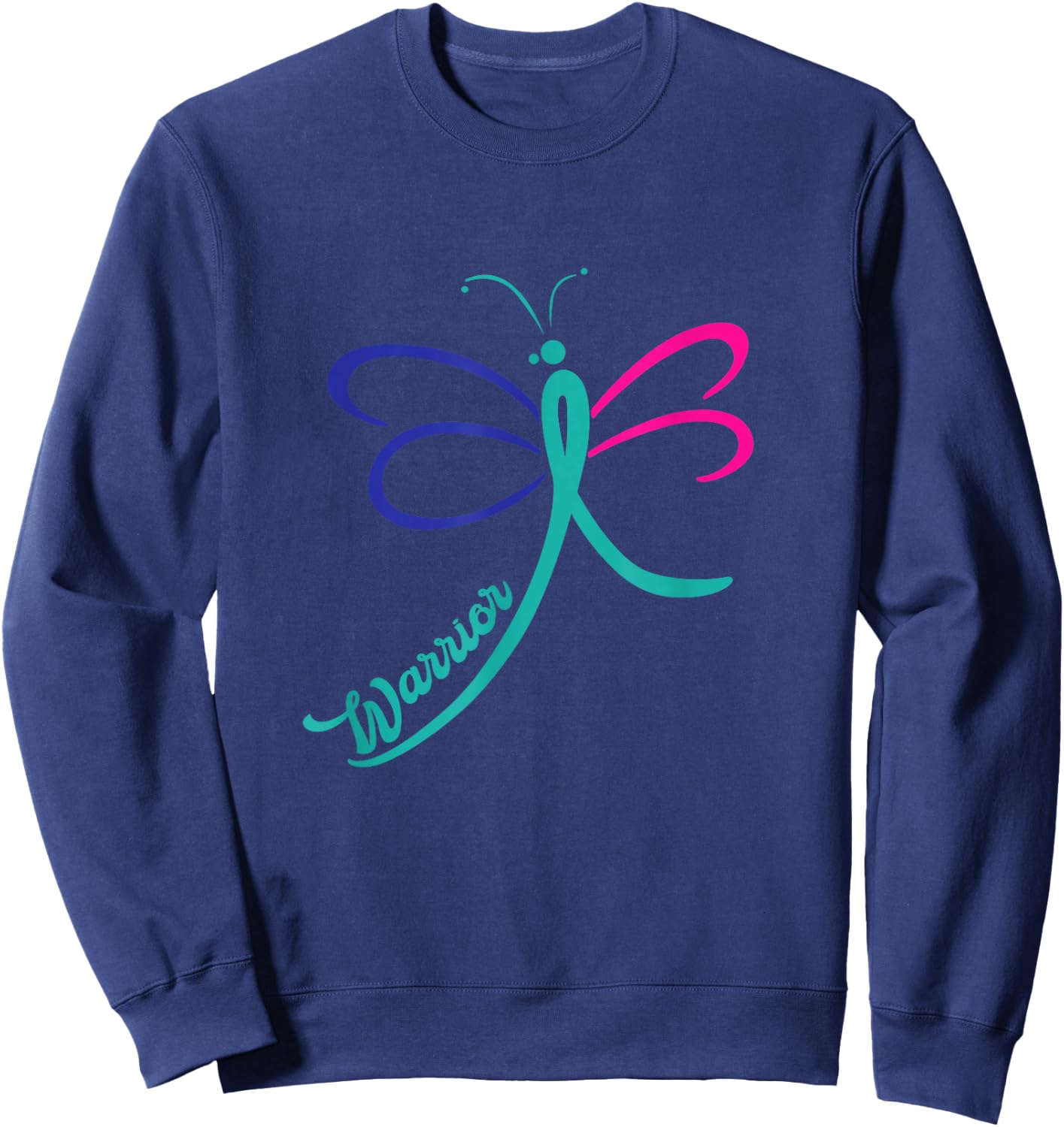 Warrior Thyroid Cancer Butterfly Band Awareness Sweatshirt - Sweatshirt | Navy