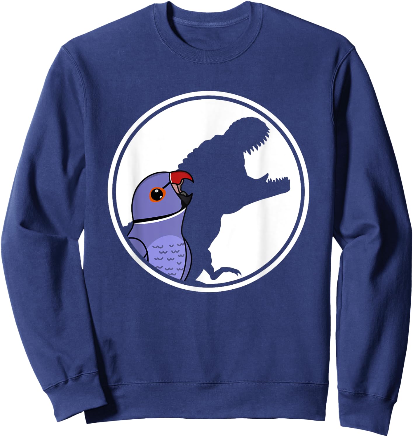 Parrot & T Rex Shadow I Violet Indian Ringneck Sweatshirt - Sweatshirt | Navy