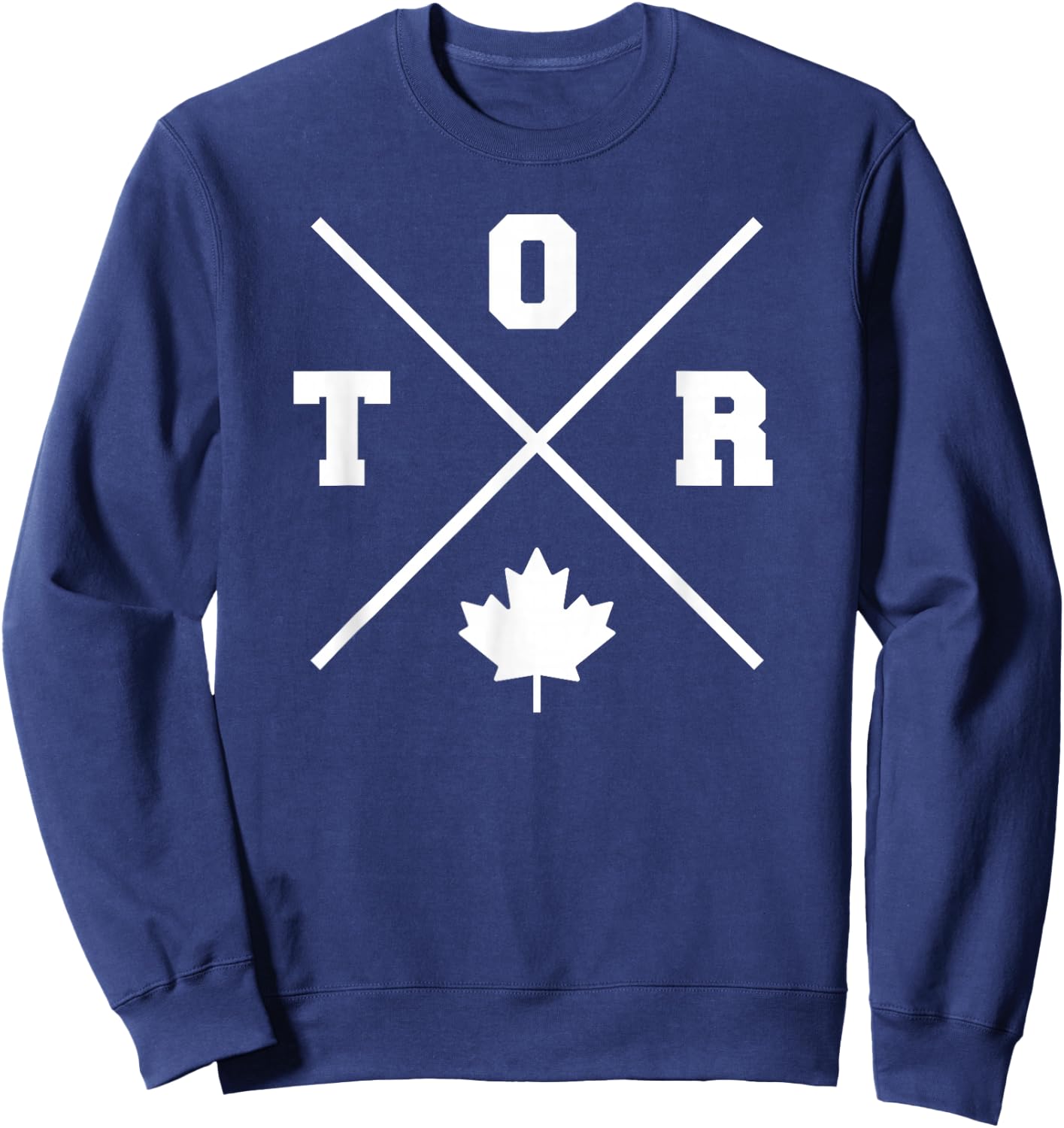 Classic TOR Toronto Crossmark Maple Leaf Outline Sweatshirt - Sweatshirt | Navy