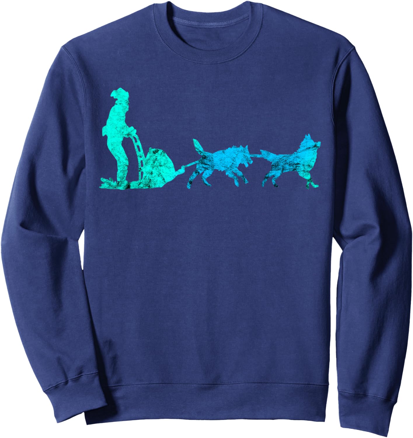 Vintage Sled Dog Mushing Mush Dog Huskies Snow Sleding Sweatshirt - Sweatshirt | Navy