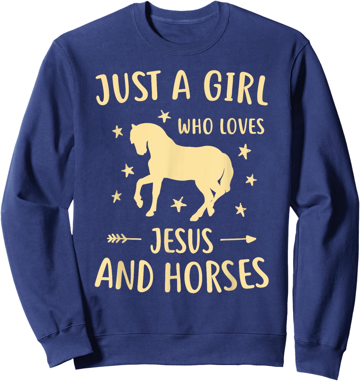 Jesus And Horses For Girls Teens Women Horse Lover Christian Sweatshirt - Sweatshirt | Navy