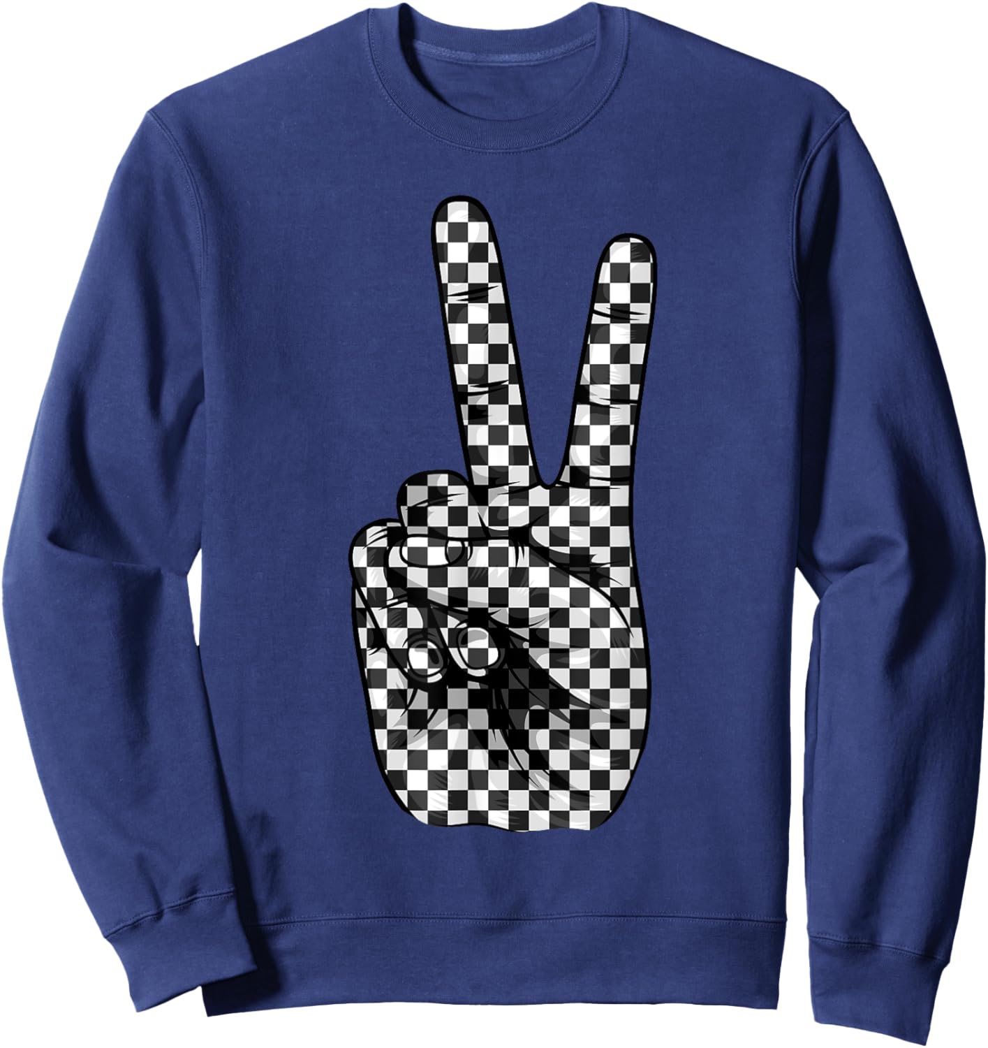 Cool Checkered Women Checker Pattern Checkerboard Sweatshirt - Sweatshirt | Navy