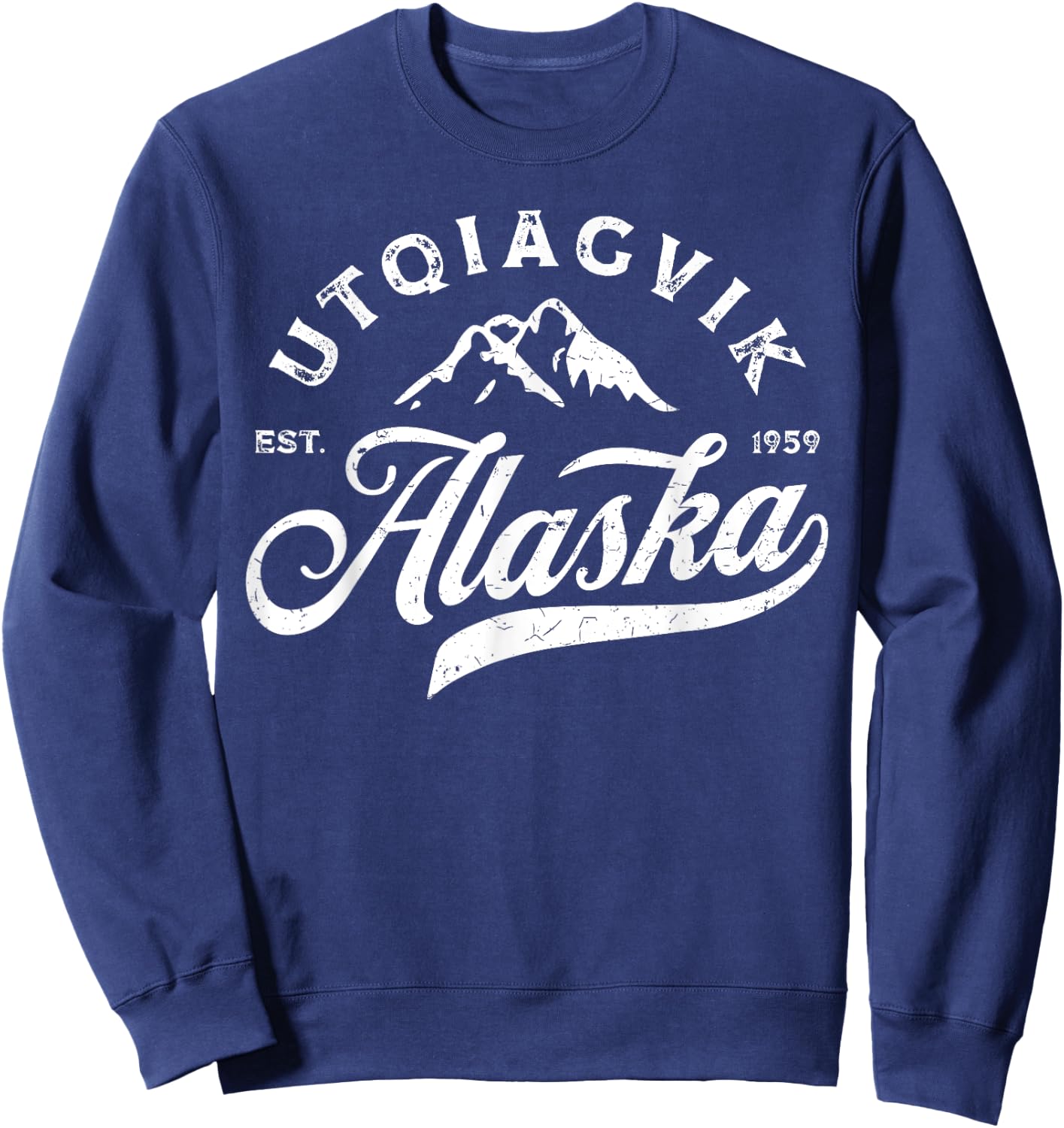 Vintage Utqiagvik Alaska AK Mountains Vacation Souvenir Sweatshirt - Sweatshirt | Navy