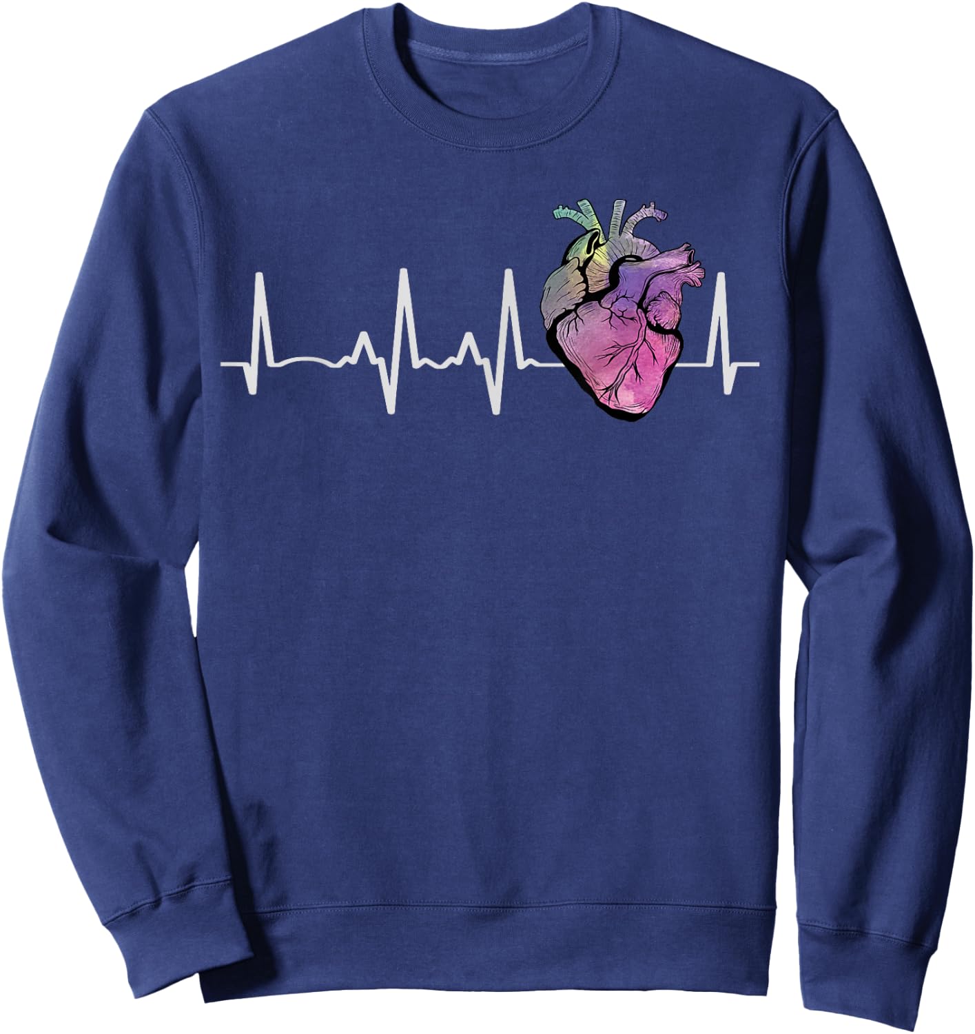 Heartbeat From Real Human Heart Medical Anatomical Graphic Sweatshirt - Sweatshirt | Navy