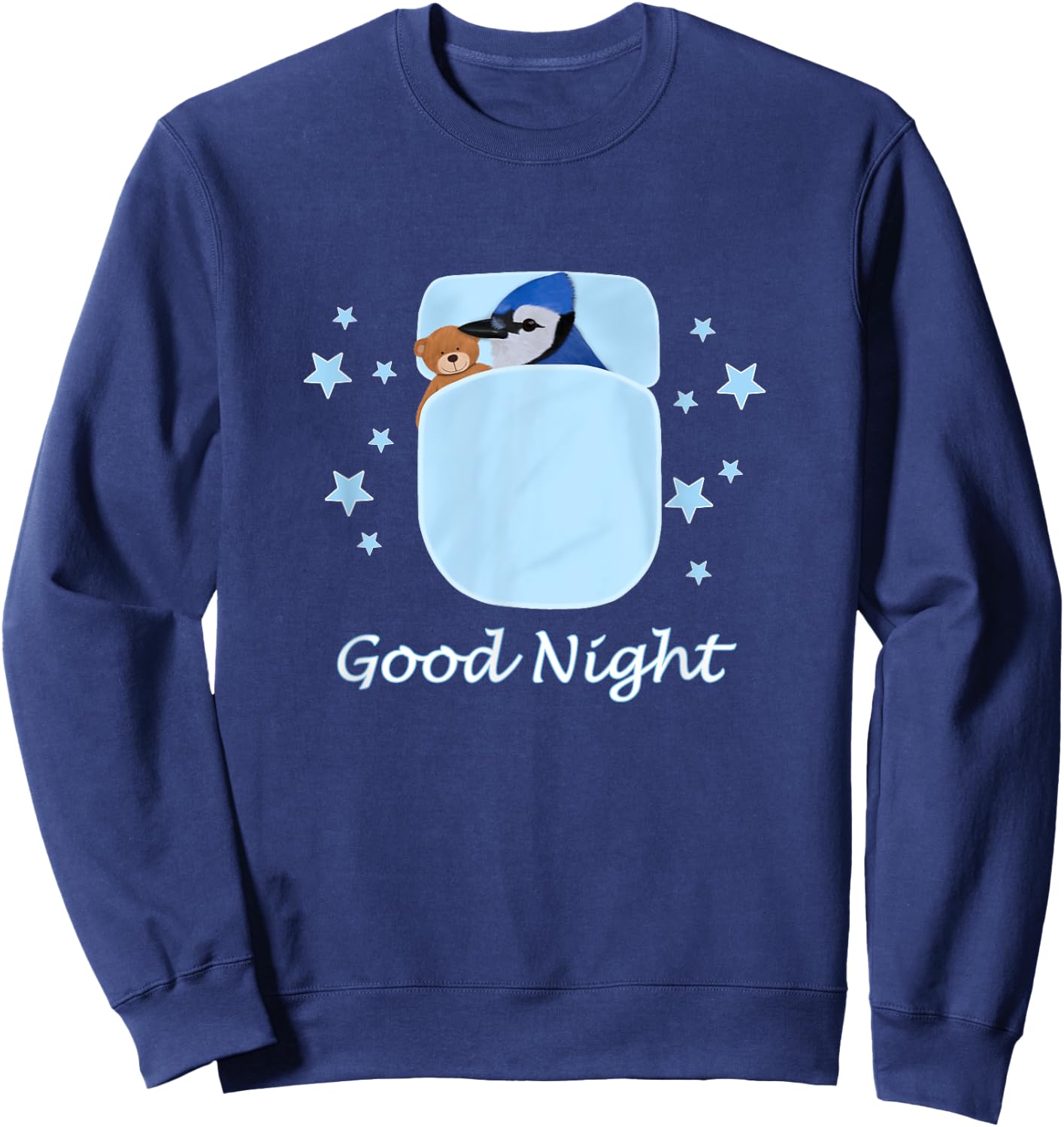 Blue Jay Teddy Bear Good Night Pyjamas Bird Biologist Sweatshirt - Sweatshirt | Navy