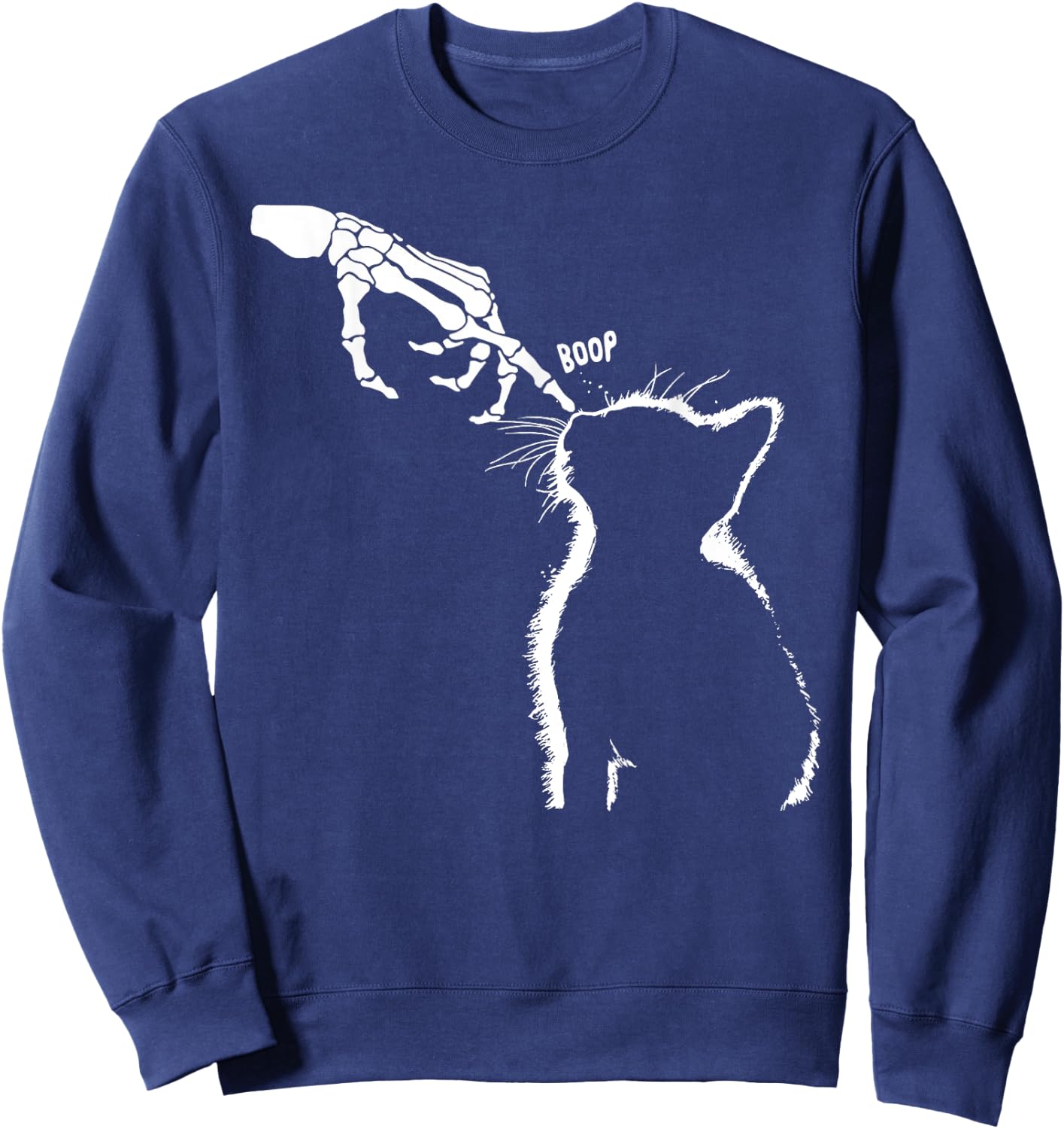Cat Halloween Costume Funny Skeleton Hand Boop Cat Nose Pet Men Women Kids Sweatshirt - Sweatshirt | Navy