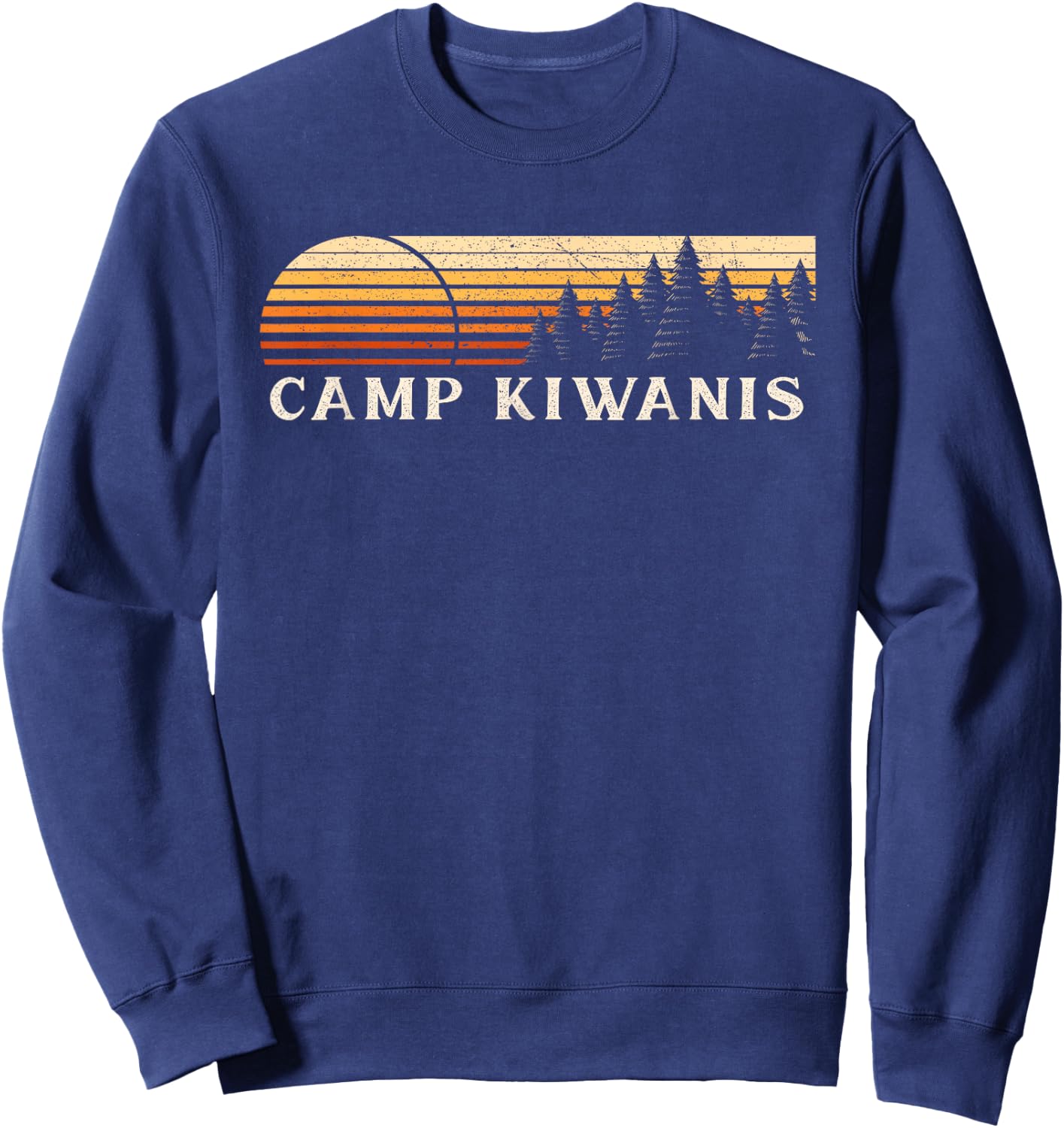Camp Kiwanis, MA Vintage Evergreen Sunset Eighties Retro Sweatshirt - Sweatshirt | Navy