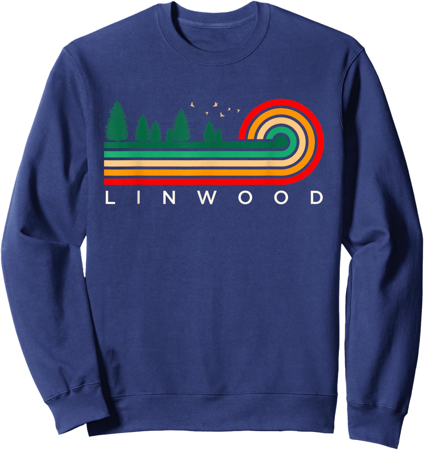 Evergreen Vintage Stripes Linwood, Michigan Sweatshirt - Sweatshirt | Navy