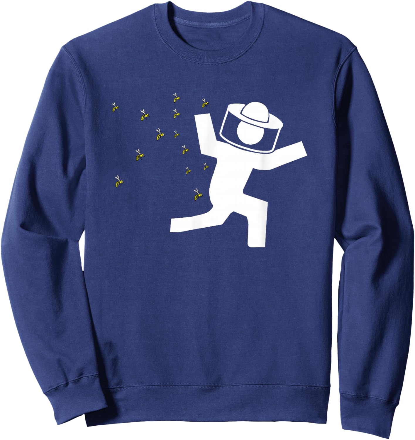 Beekeeper Chased by Bees Funny Running Beekeeper Sweatshirt - Sweatshirt | Navy