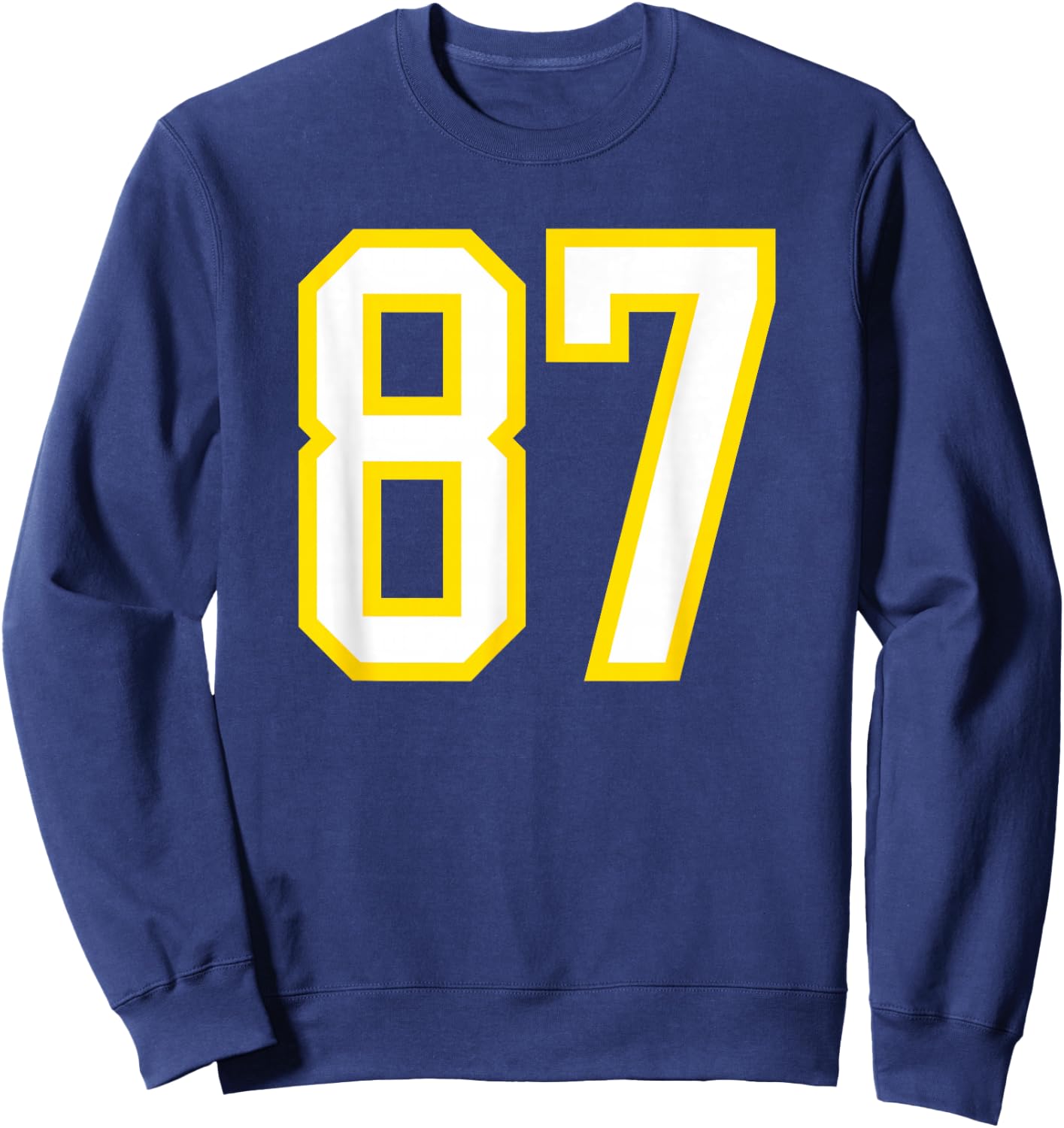 Yellow White Sports Team Number 87 Sweatshirt - Sweatshirt | Navy