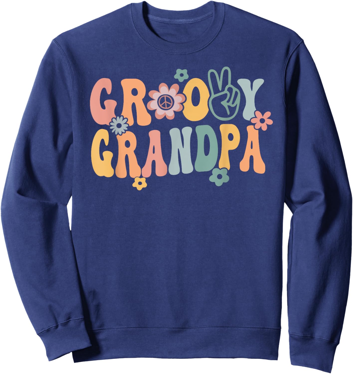 Groovy Grandpa Retro Opa Matching Family 1st Birthday Party Sweatshirt - Sweatshirt | Navy