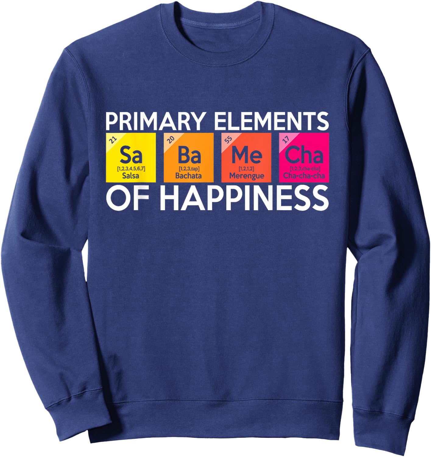 Latin Dance SaBaMeCha Elements Of Happiness Salsa Sweatshirt - Sweatshirt | Navy