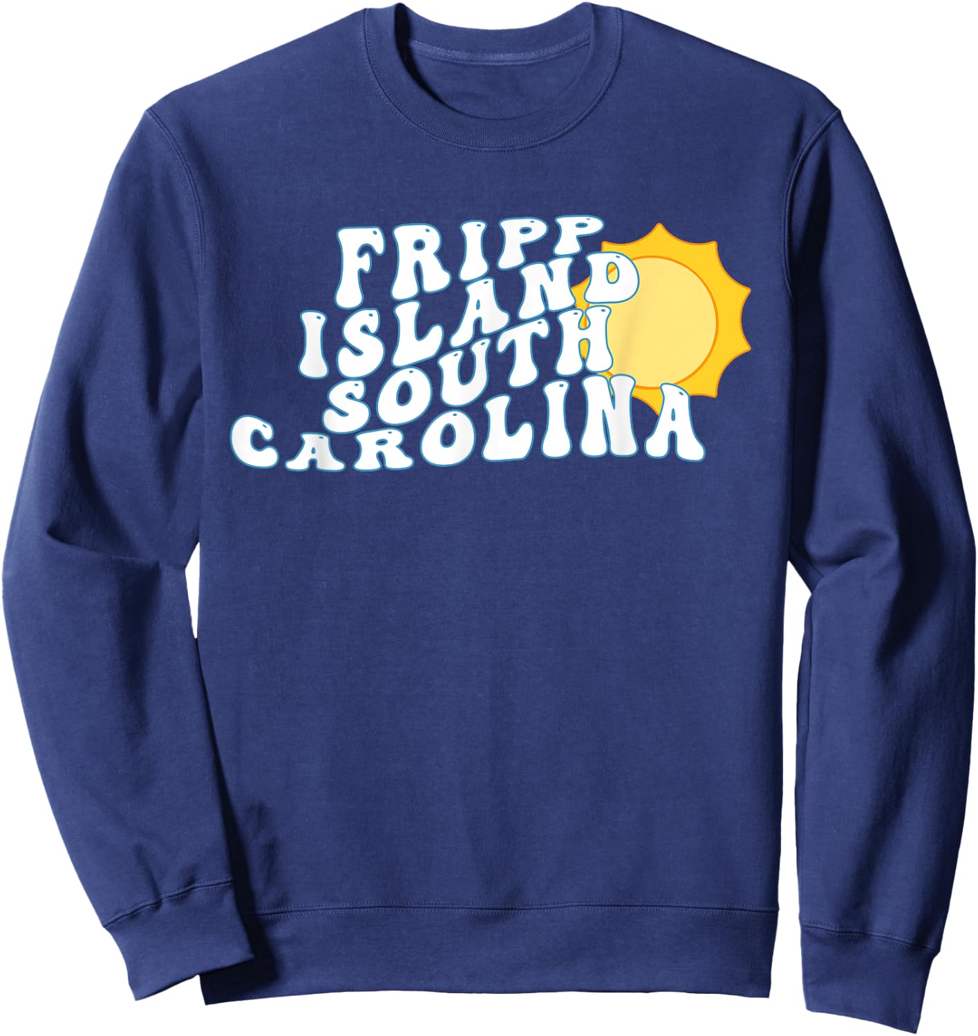 Fripp Island South Carolina SC Retro Wavy Vacation Souvenir Sweatshirt - Sweatshirt | Navy