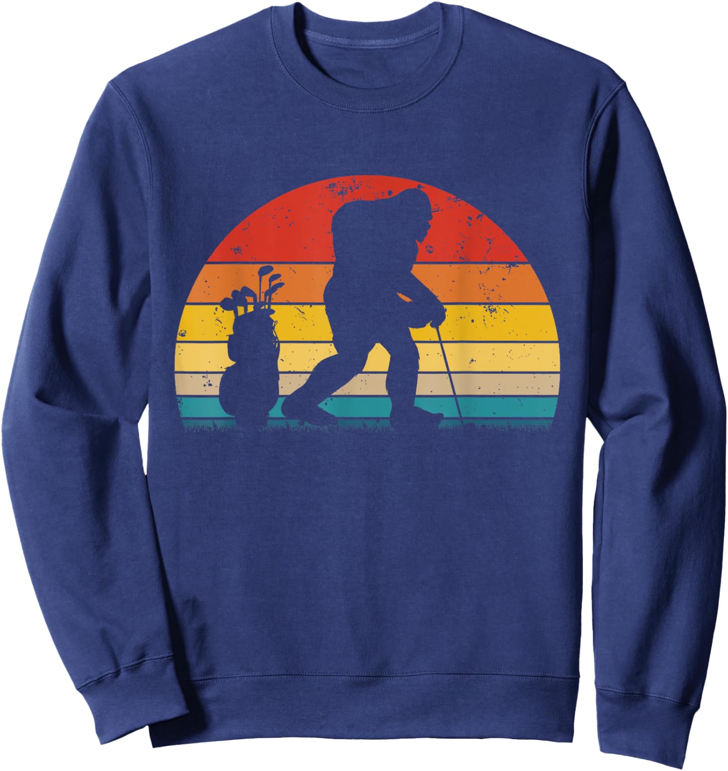 Retro Bigfoot Golf funny Bigfoot Golfing Sweatshirt - Sweatshirt | Navy