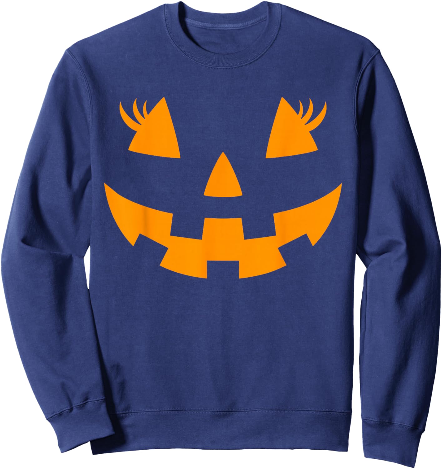Jack O Lantern Face Pumpkin Eyelashes Hallowen Costume Funny Sweatshirt - Sweatshirt | Navy