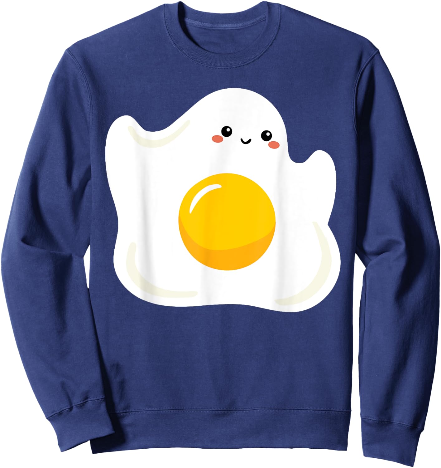 Cute Ghost Fried Egg Costume Funny Halloween Egg Sweatshirt - Sweatshirt | Navy