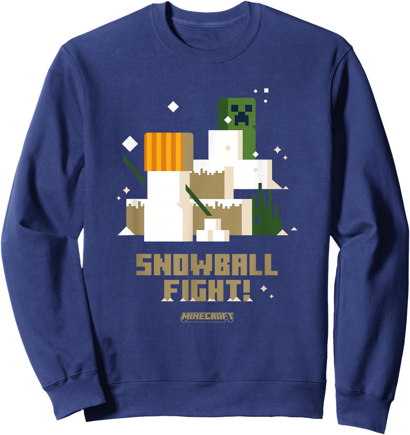 Minecraft Christmas Snowball Fight! Snow Golem VS Creeper Sweatshirt - Sweatshirt | Navy