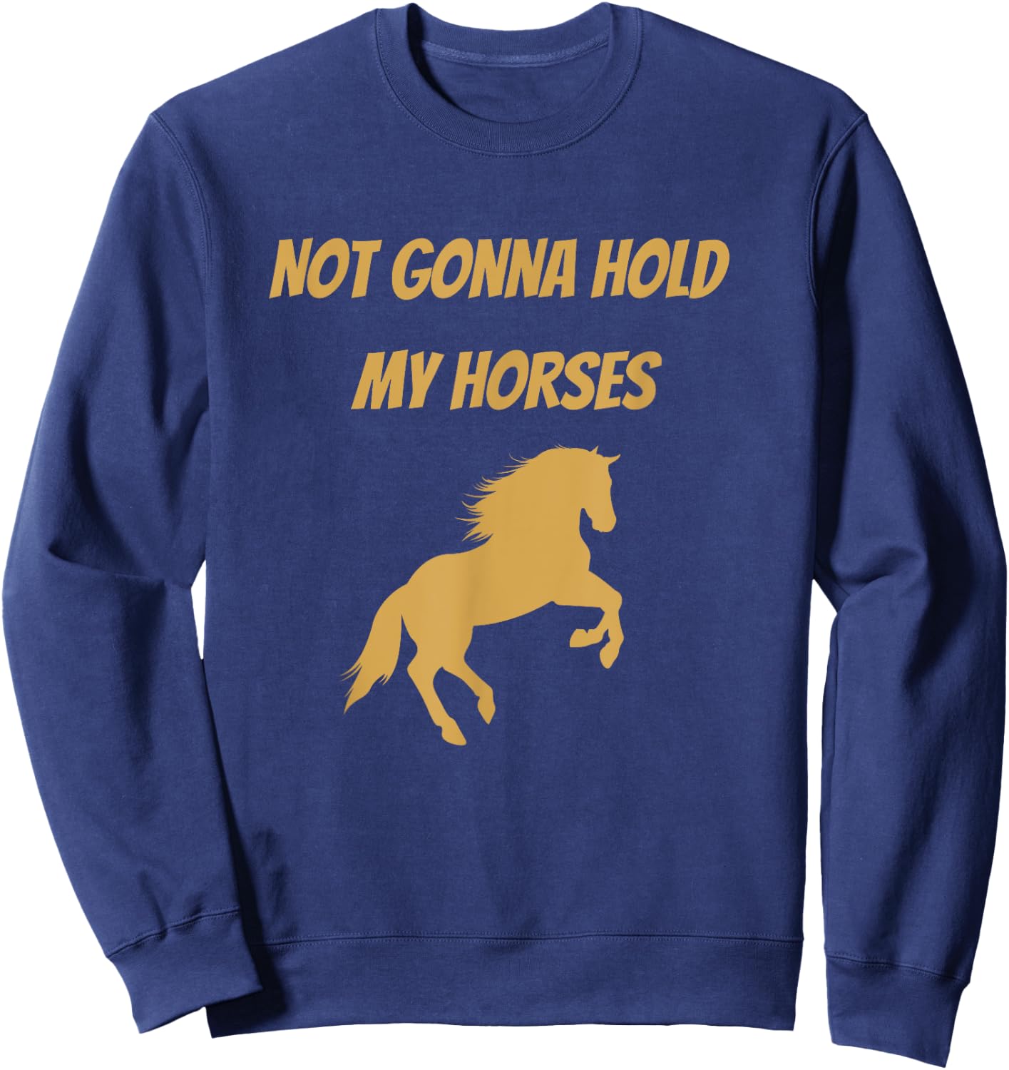 Funny Horse Quote Graphic Not Gonna Hold My Horses Sweatshirt - Sweatshirt | Navy