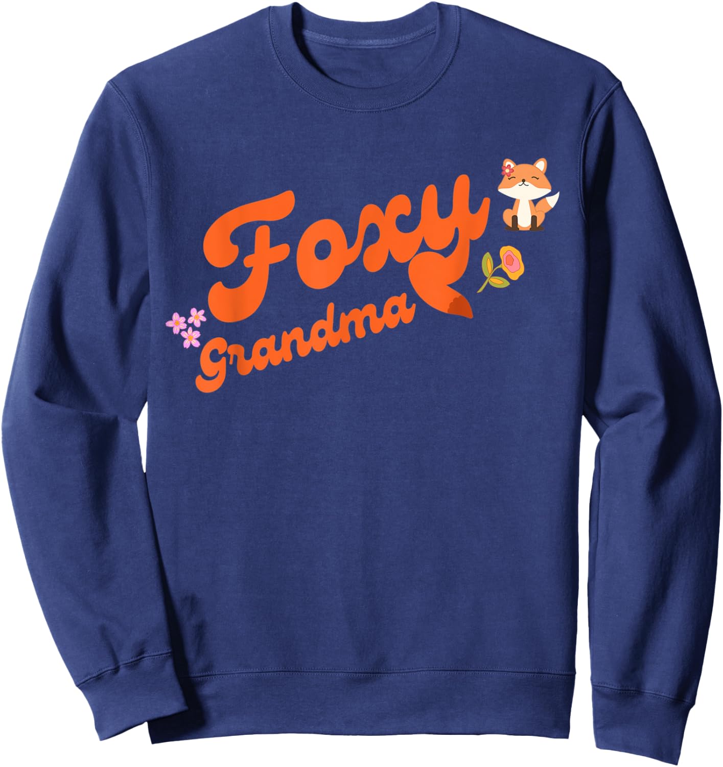 Foxy grandma with flowers and fox and fox tail Sweatshirt - Sweatshirt | Navy
