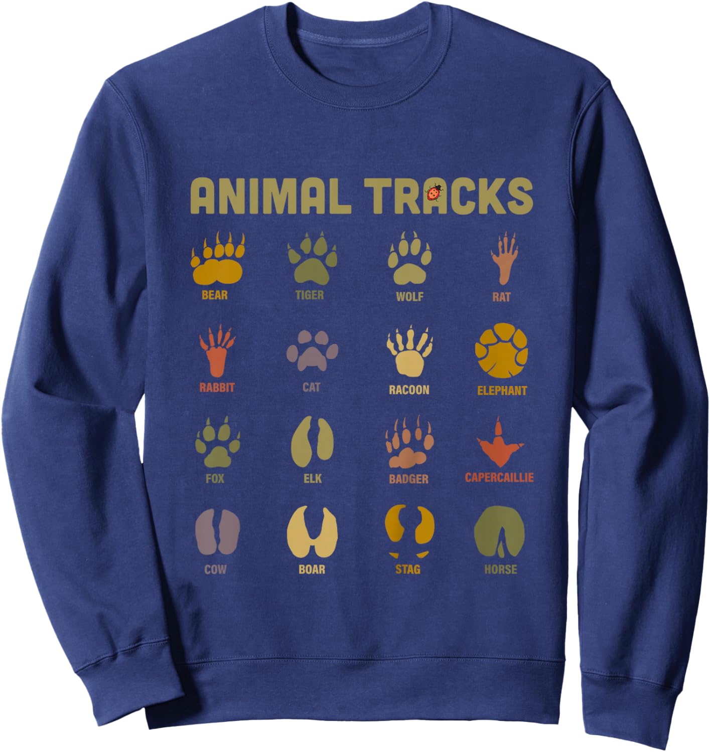 Kids Children's Kids Wild Animal Tracks Teacher's Learning Design Sweatshirt - Sweatshirt | Navy