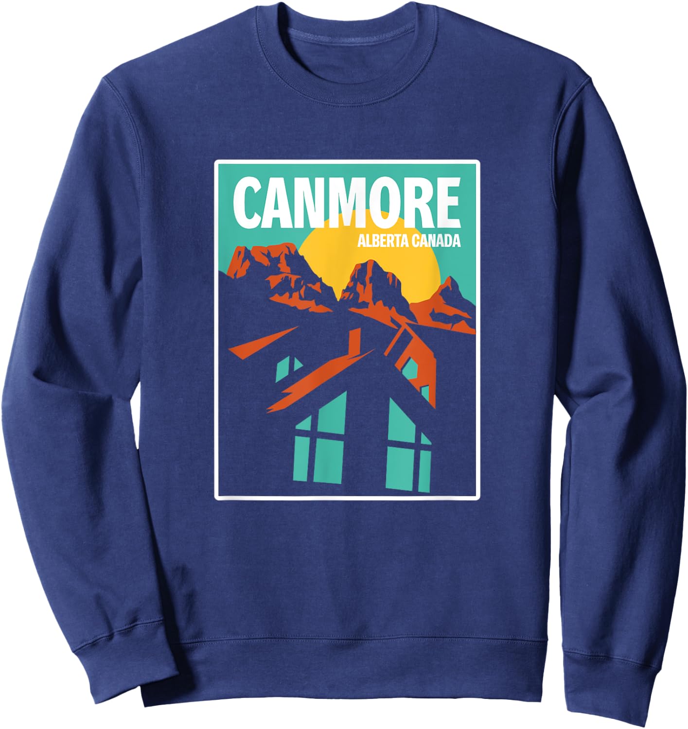 Retro Canada Alberta Canmore Three Sisters Mountains Gift Sweatshirt - Sweatshirt | Navy
