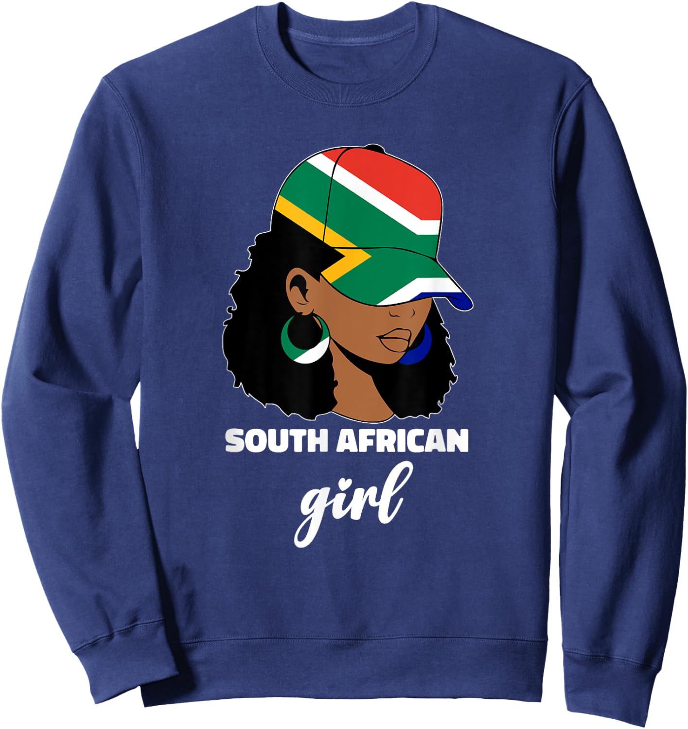 South African Girl Woman South Africa Flag Afro Sweatshirt - Sweatshirt | Navy