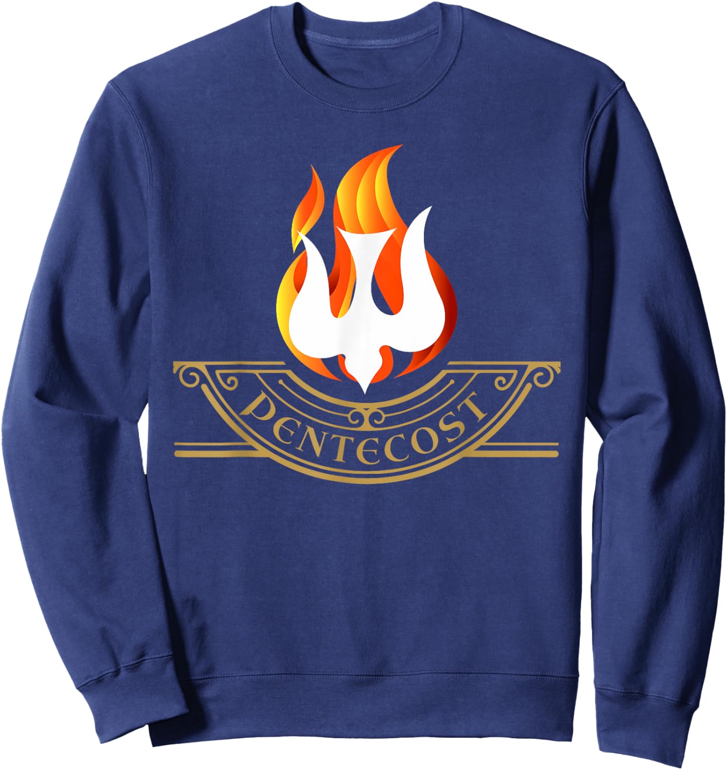Peony Dove Tongue Fire Flame Holy Spirit Catholic Sweatshirt - Sweatshirt | Navy