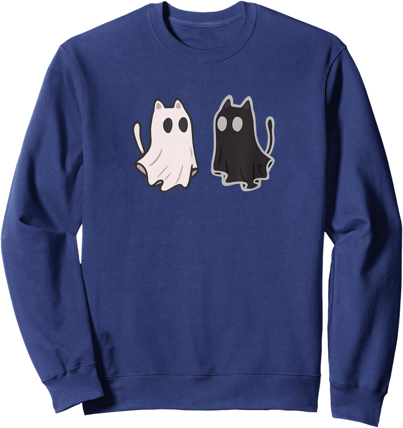 Flowing Little Cute Ghost Cats Sweatshirt - Sweatshirt | Navy