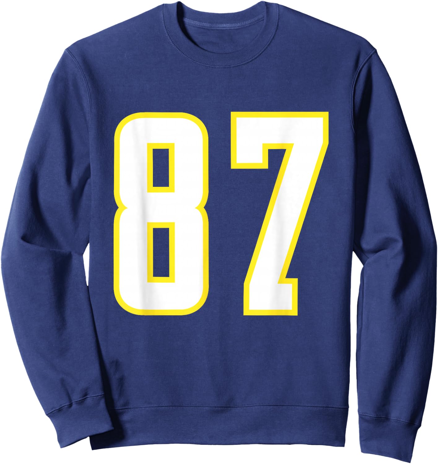 Yellow White Sports Team Number 87 Sweatshirt - Sweatshirt | Navy