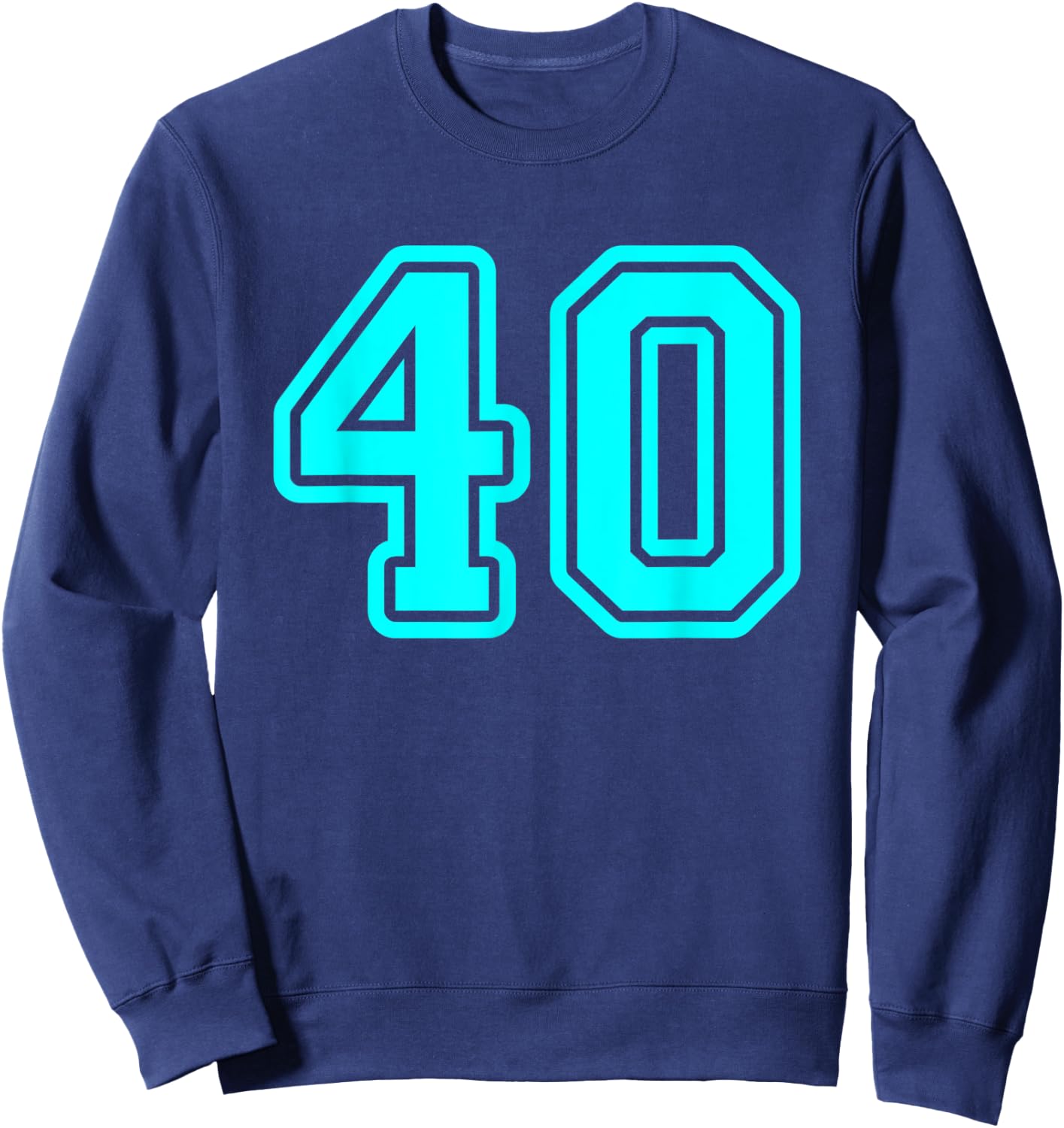 Jersey #40 Cyan Sports Team Player Fan Jersey Number 40 Sweatshirt - Sweatshirt | Navy