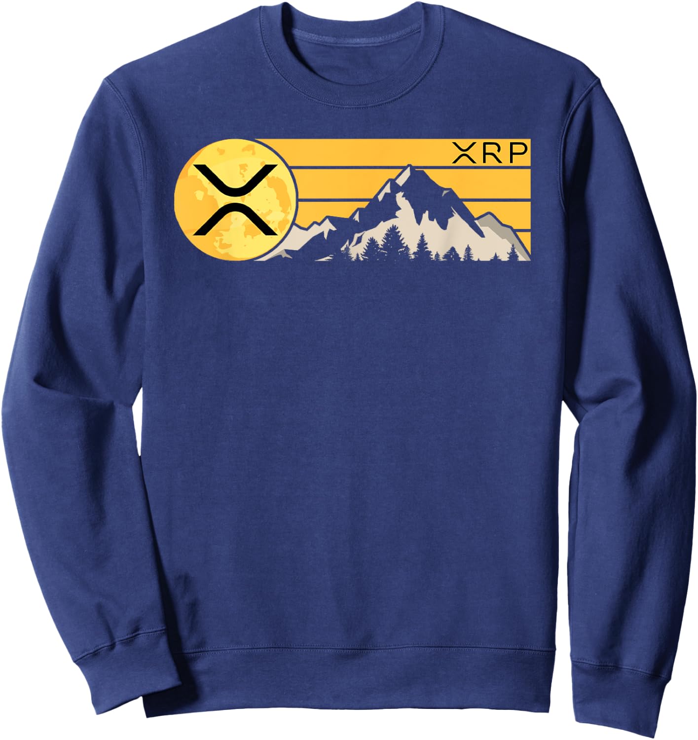 XRP Crypto Moon Mountain XRP Cryptocurrency Coin Sweatshirt - Sweatshirt | Navy