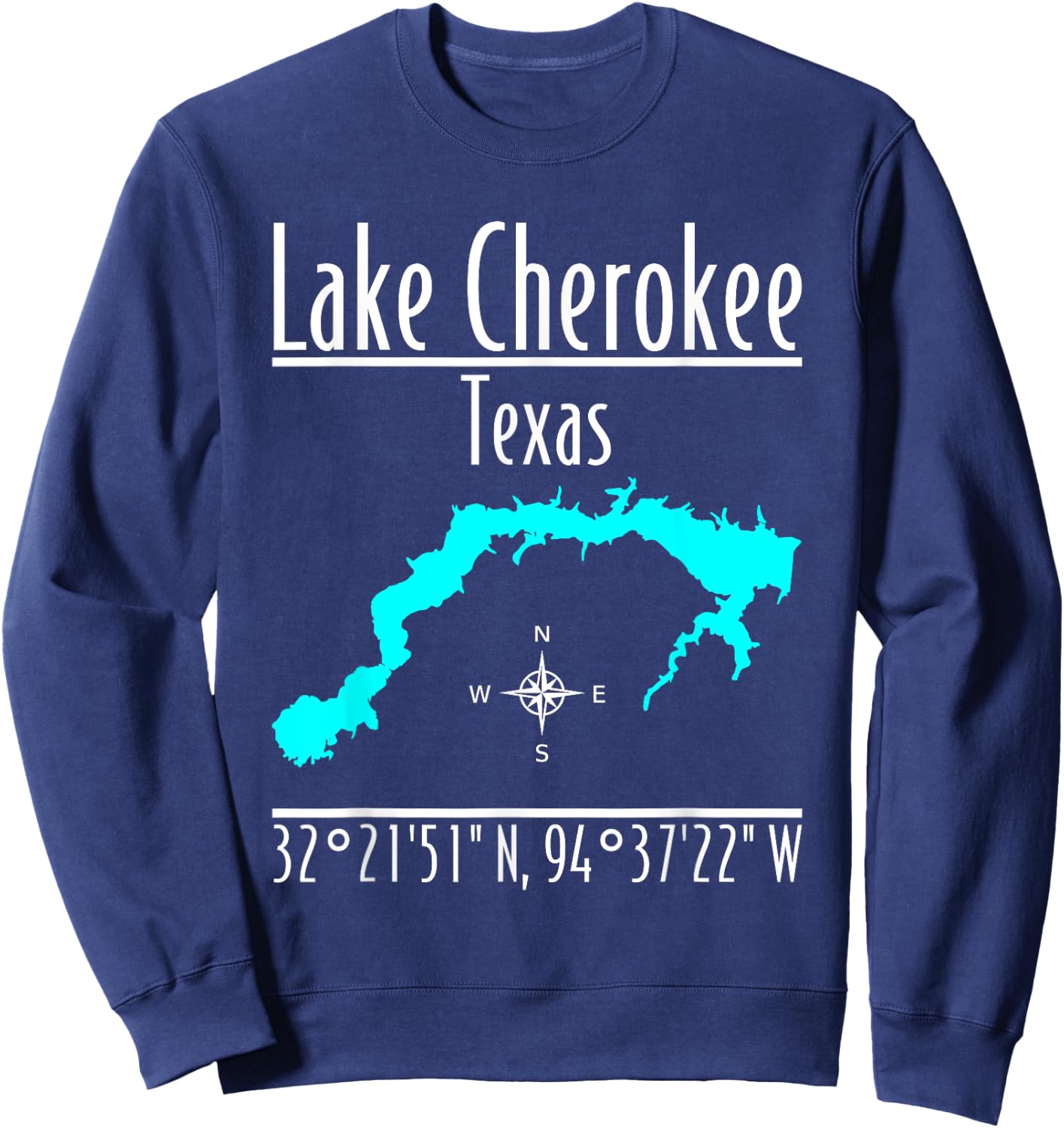 Modern Lake Cherokee, Texas Sweatshirt - Sweatshirt | Navy