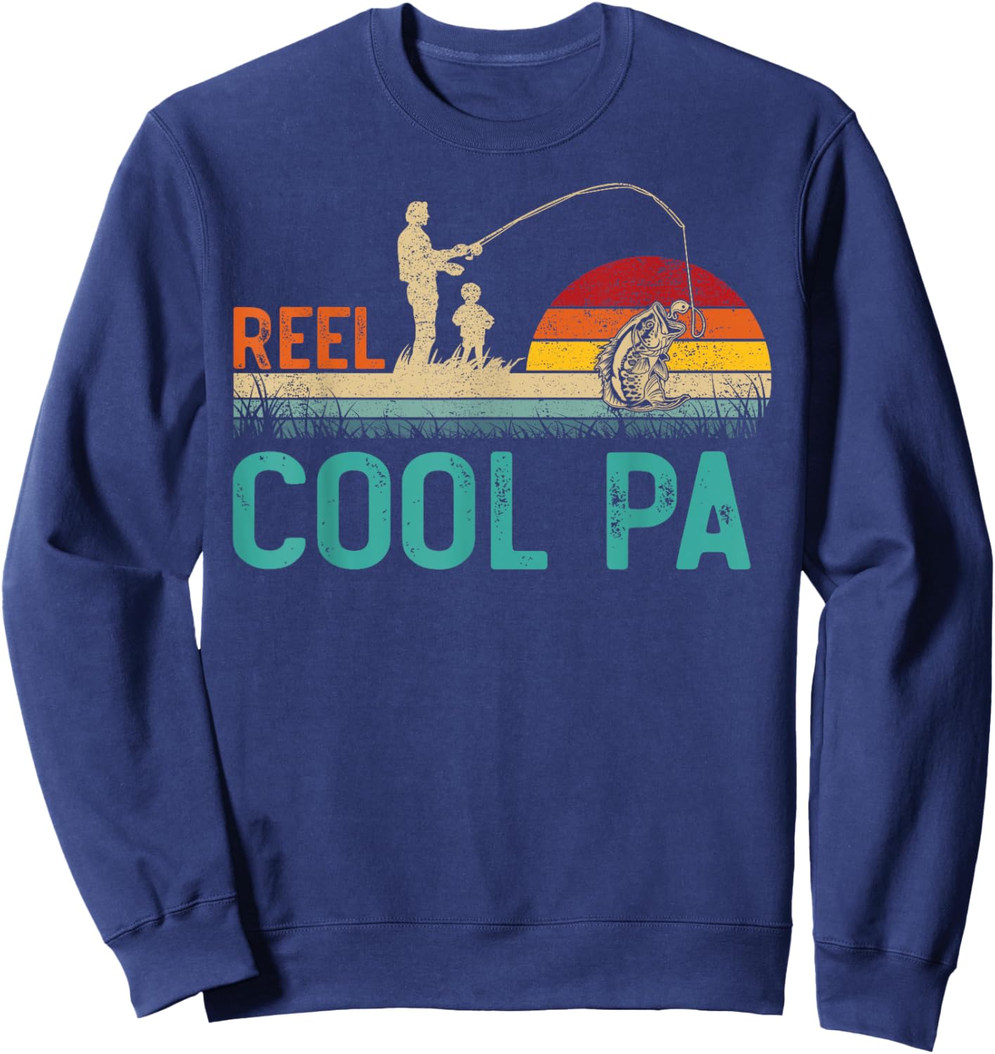 Reel Cool Pa Vintage Retro Fishing Father's Day Sweatshirt - Sweatshirt | Navy